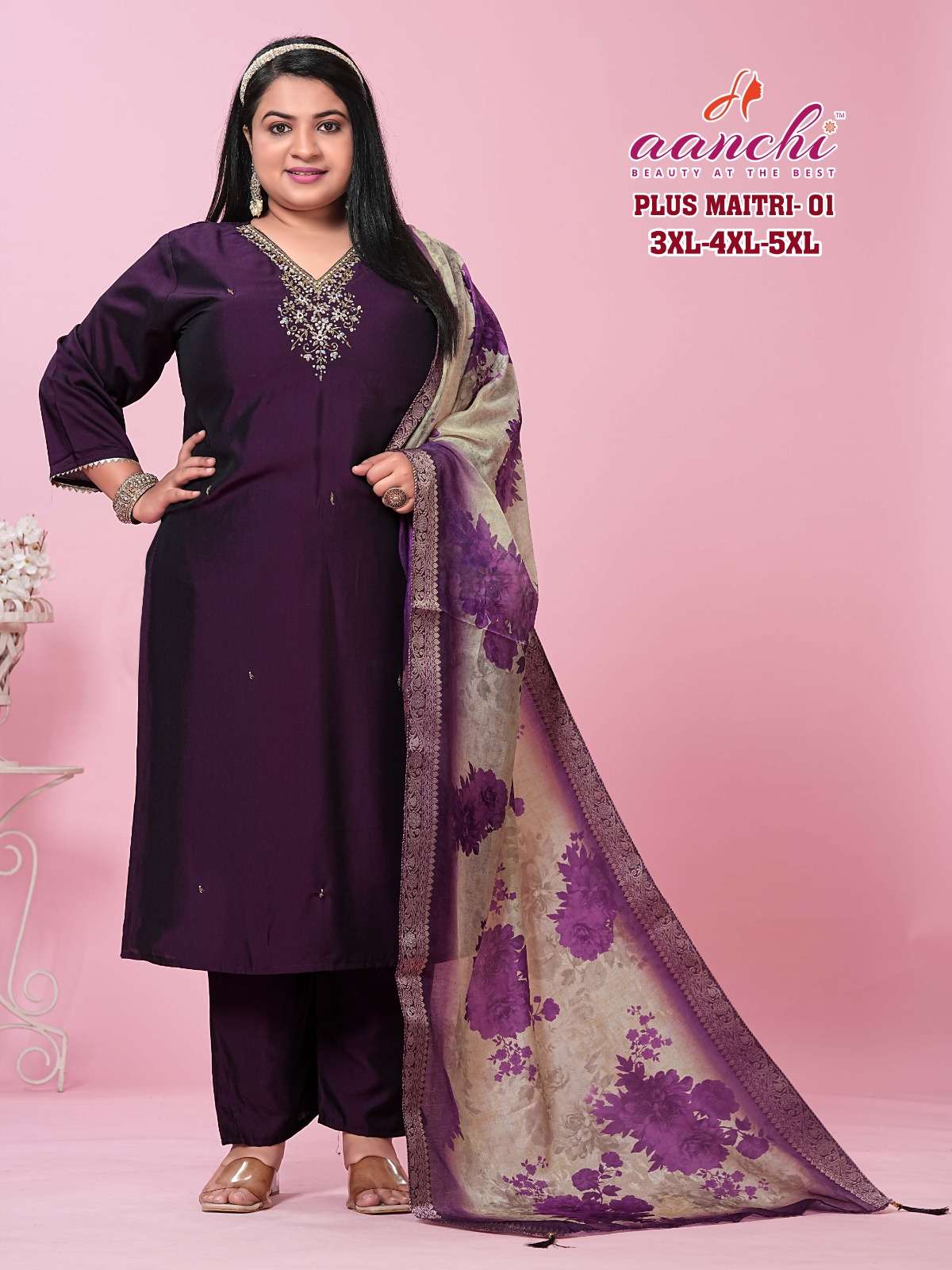AANCHI PLUS MAITRI 01 TO 04 SERIES PURE RANGEELA SILK EMBROIDERY DRESSES-00286