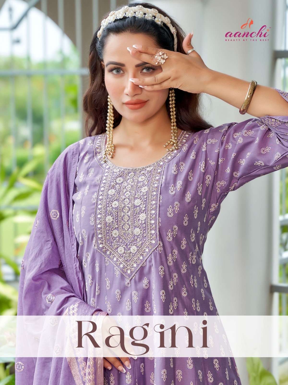 AANCHI RAGINI PURE ROMAN BUTTI EMBROIDERY DRESSES-00286