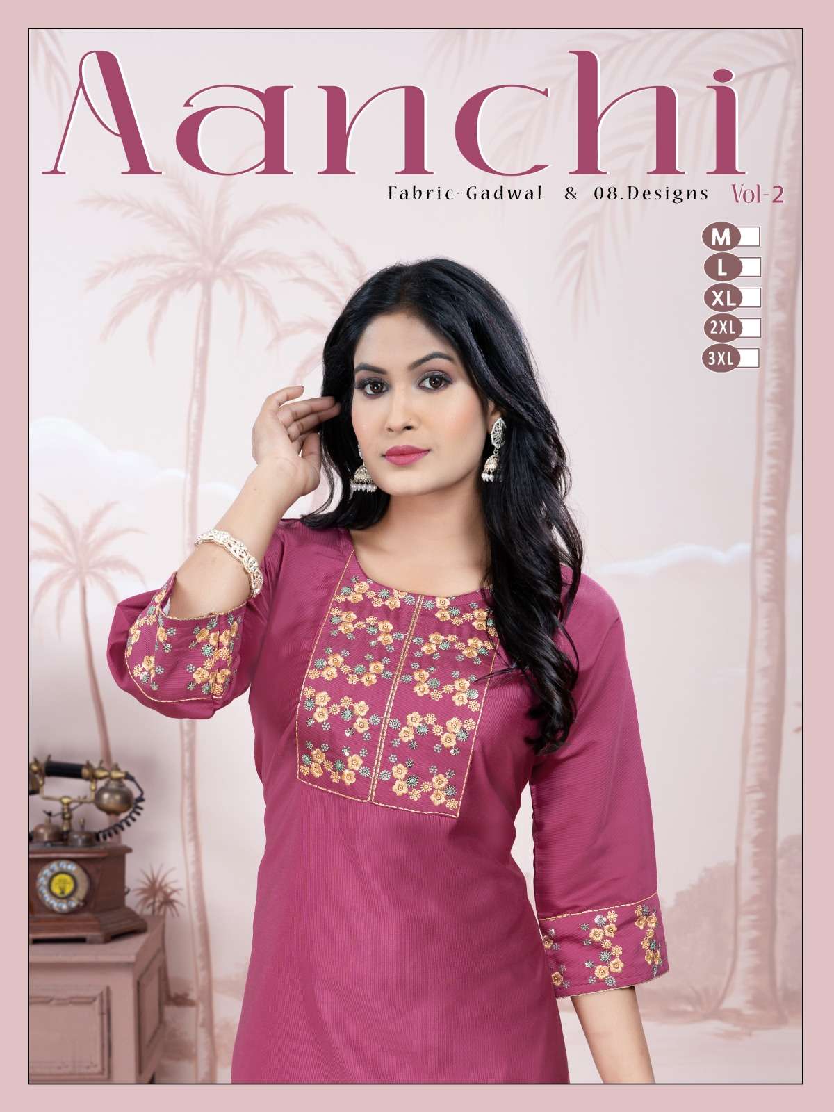 AANCHI VOL-03 BY ASLIWHOLESALE DESIGNER PURE GADWAL EMBROIDERY TUNICS-00093