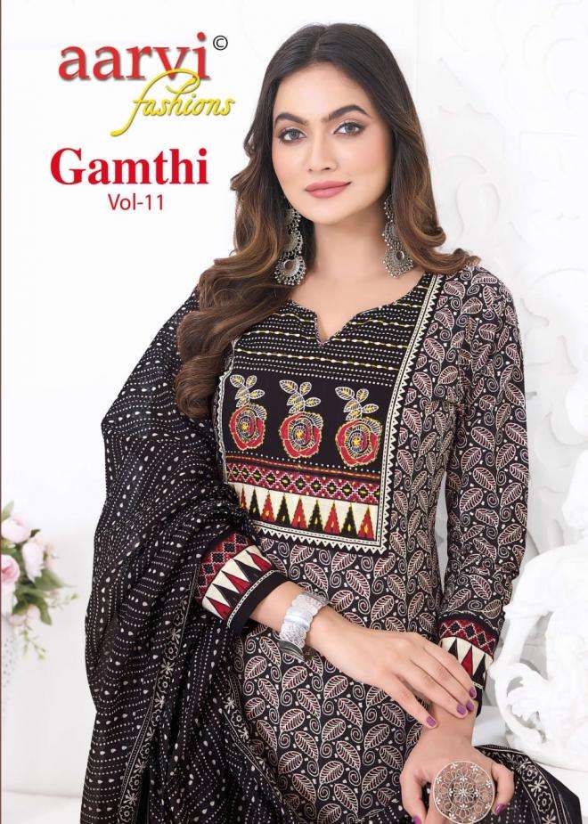 AARVI GAMTHI VOL-11 7541 TO 7548 SERIES PURE COTTON PRINTED DRESSES-00015