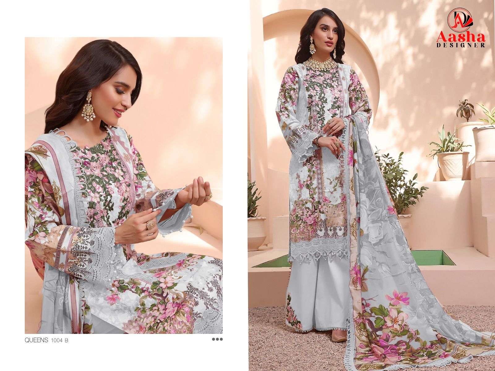 AASHA 1004  A OR B SERIES PURE COTTON PRINTED EMBROIDERY PAKISTANI DRESSES-00062