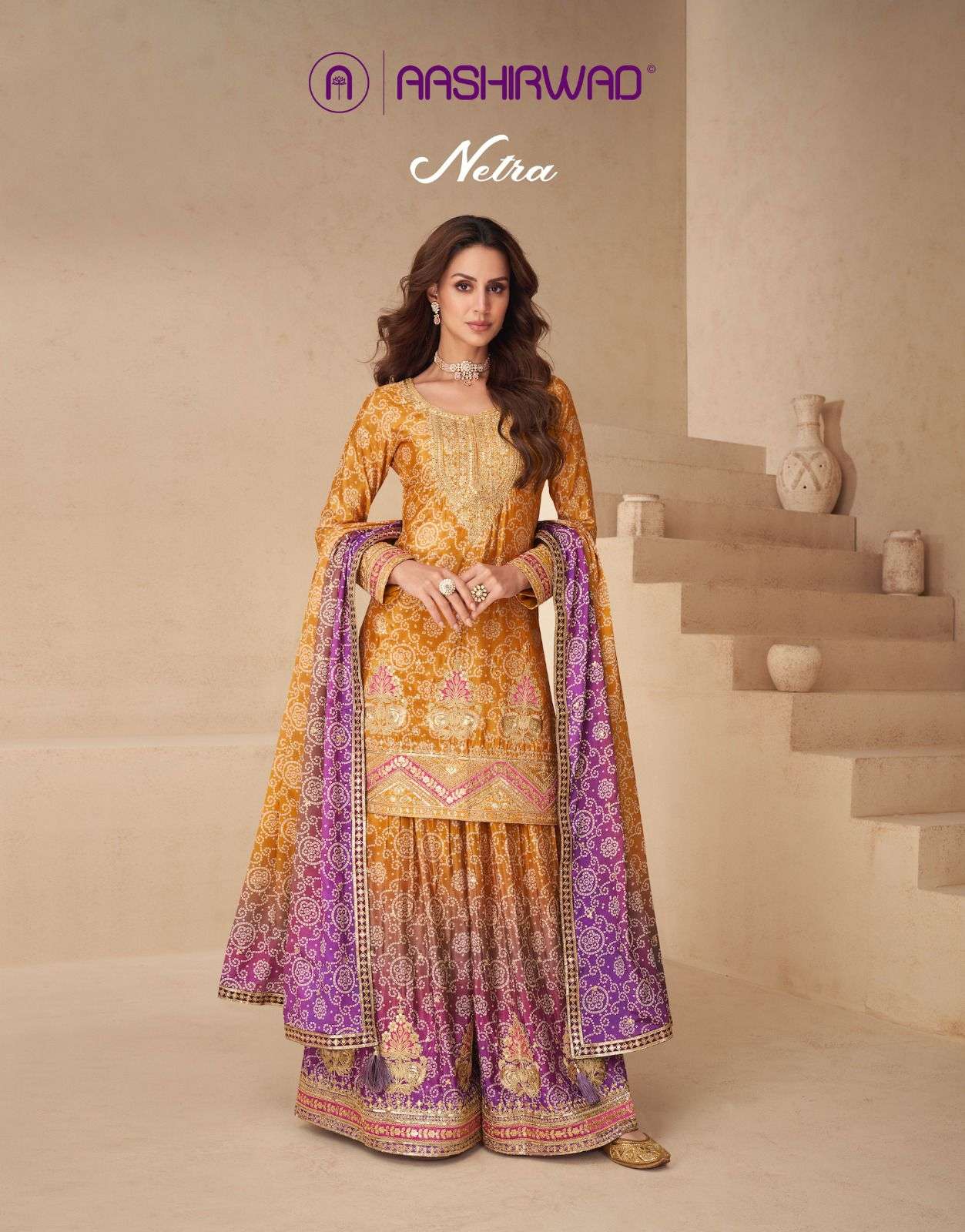 AASHIRWAD CREATION NETRA 10170 TO 10172 SERIES PURE CHINON SILK DRESSES-00150