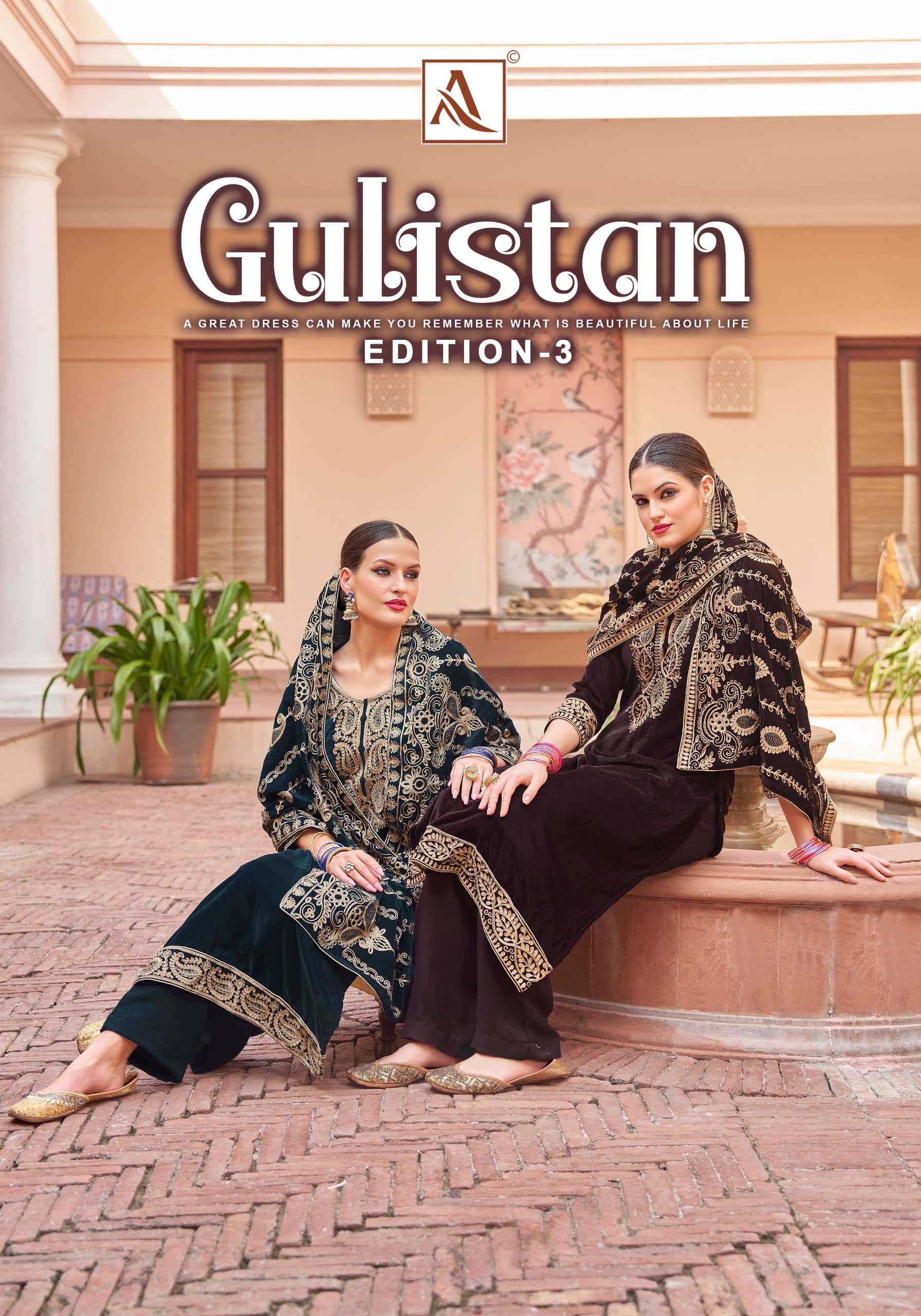 ALOK SUIT GULISTAN VOL-03 PURE VELVET EMBROIDERY PAKISTANI DRESSES-00011