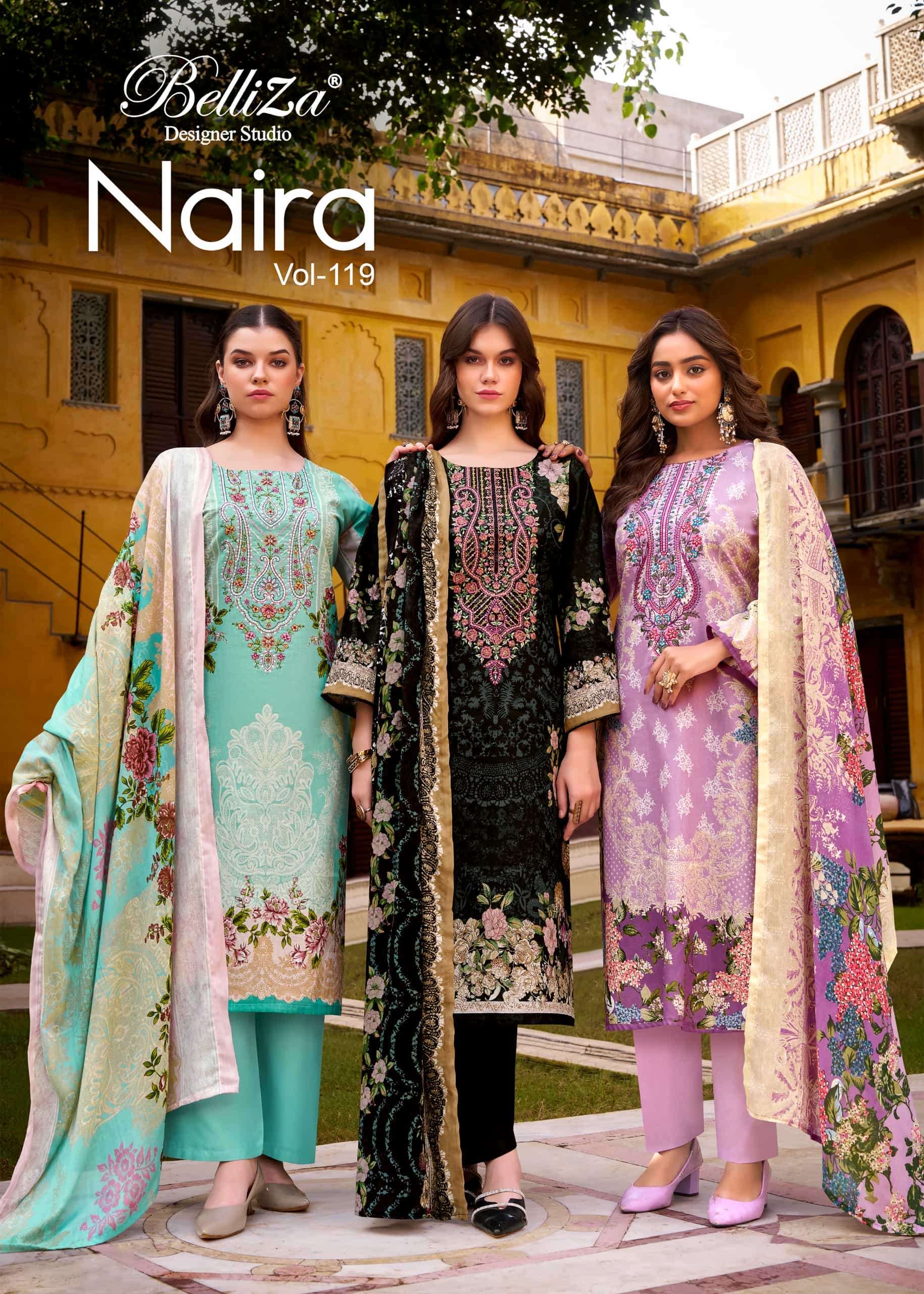 BELLIZA NAIRA VOL-119 905-001 TO 905-008 SERIES PURE COTTON PRINTED PAKISATNI DRESSES-00011