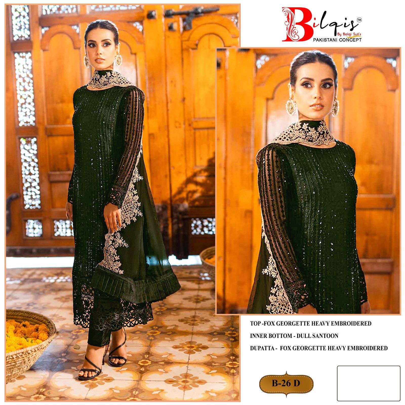 BILQIS B-26 SERIES PURE FAUX GEORGETTE EMBROIDERY PAKISTANI DRESSES-00201