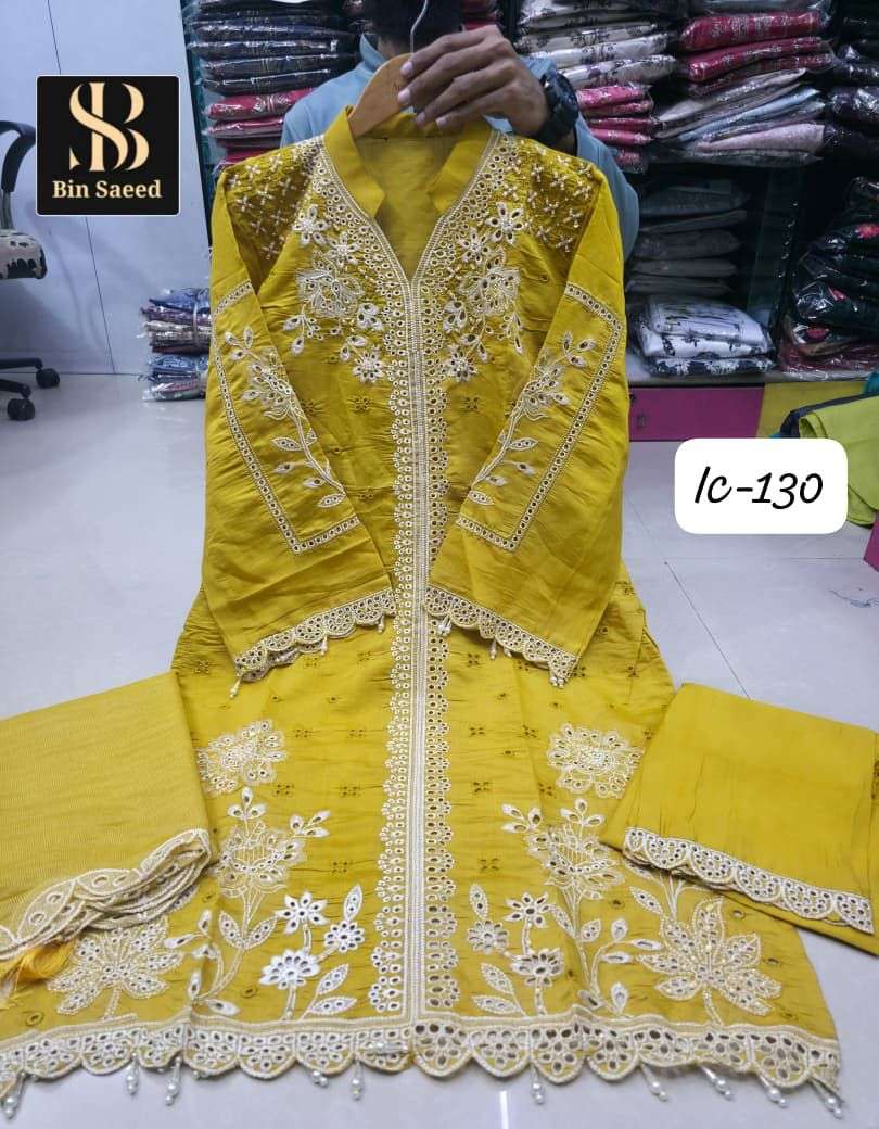 BIN SAEED 130 BY ASLIWHOLESALE DESIGNER PURE COTTON EMBROIDERY DRESSES-00272