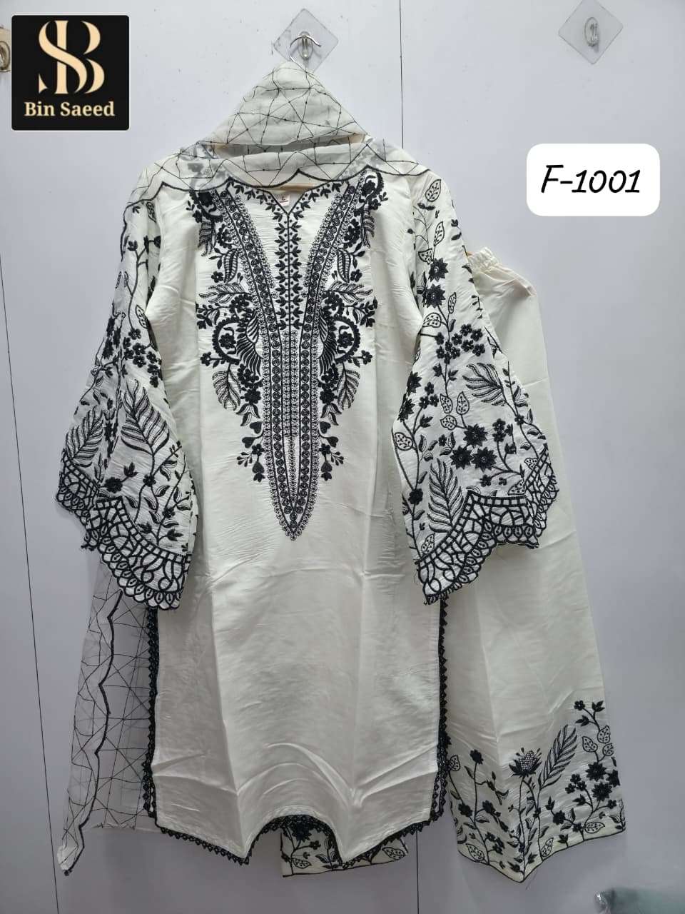 BIN SAEED F-1001 BY ASLIWHOLESALE DESIGNER PURE ROMAN SILK EMBROIDERY DRESSES-00272