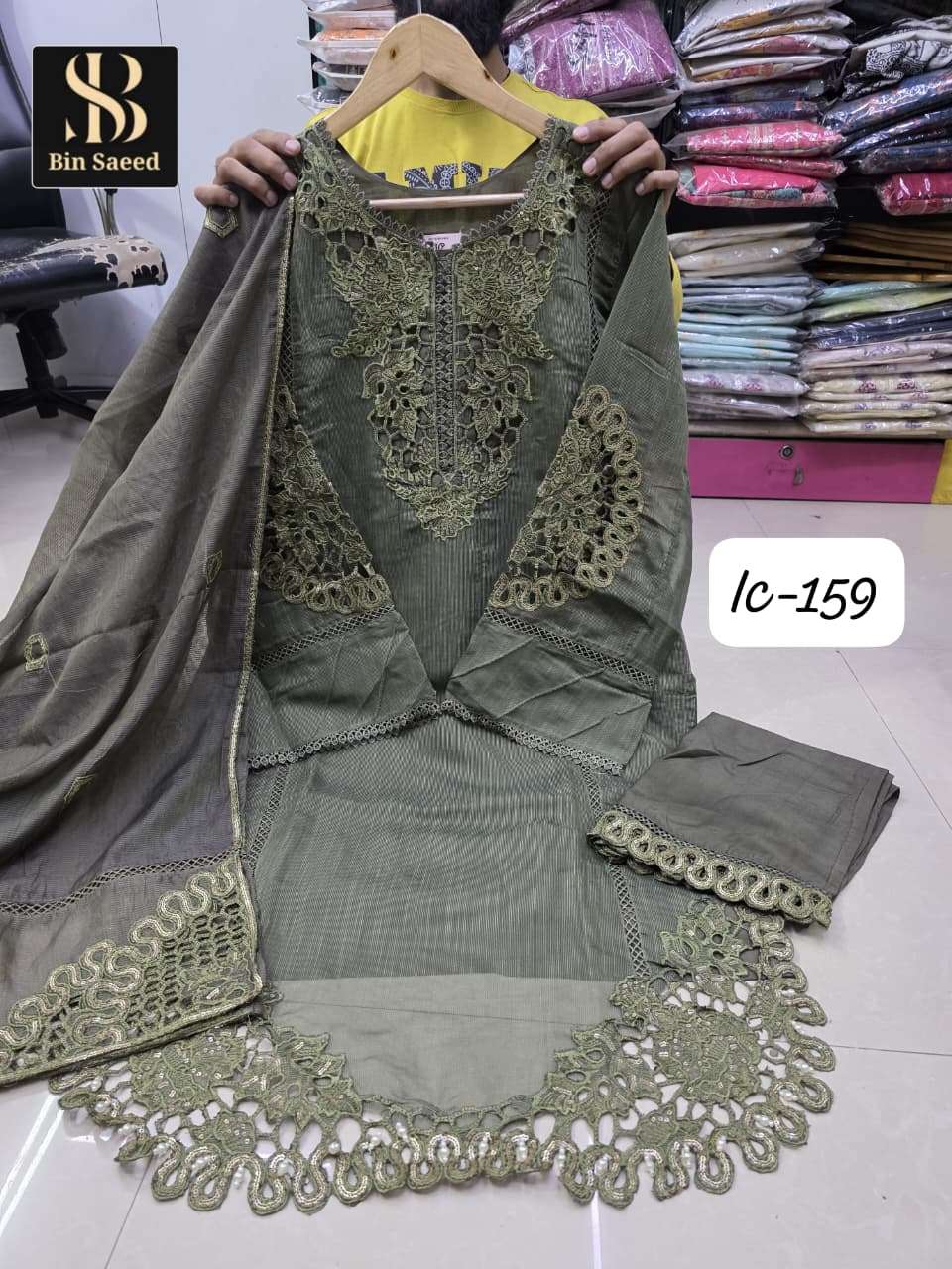 BIN SAEED LC-159 BY ASLIWHOLESALE DESIGNER PURE FANCY EMBROIDERY DRESSES-00272