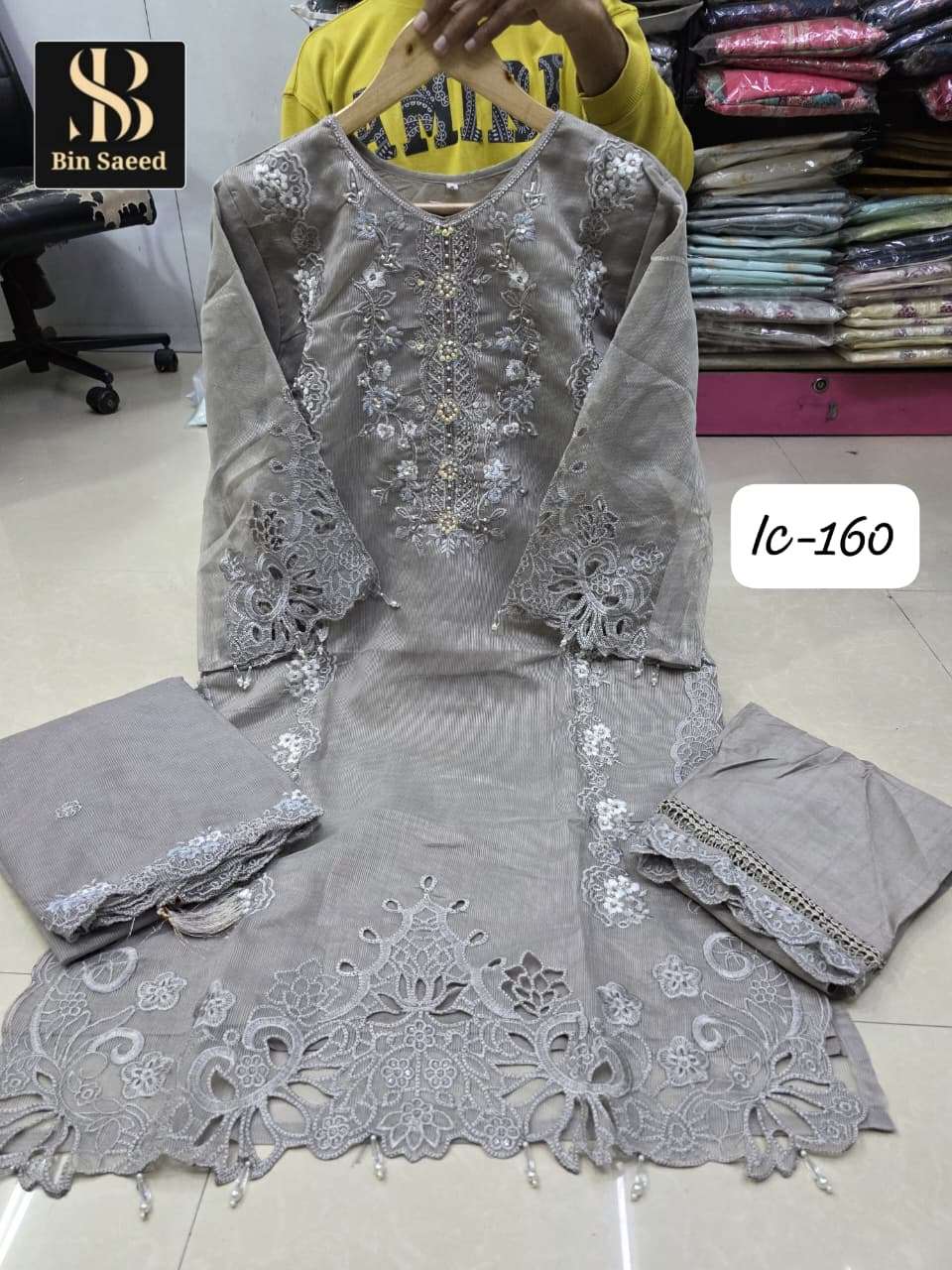 BIN SAEED LC-160 BY ASLIWHOLESALE DESIGNER PURE FANCY EMBROIDERY DRESSES-00272