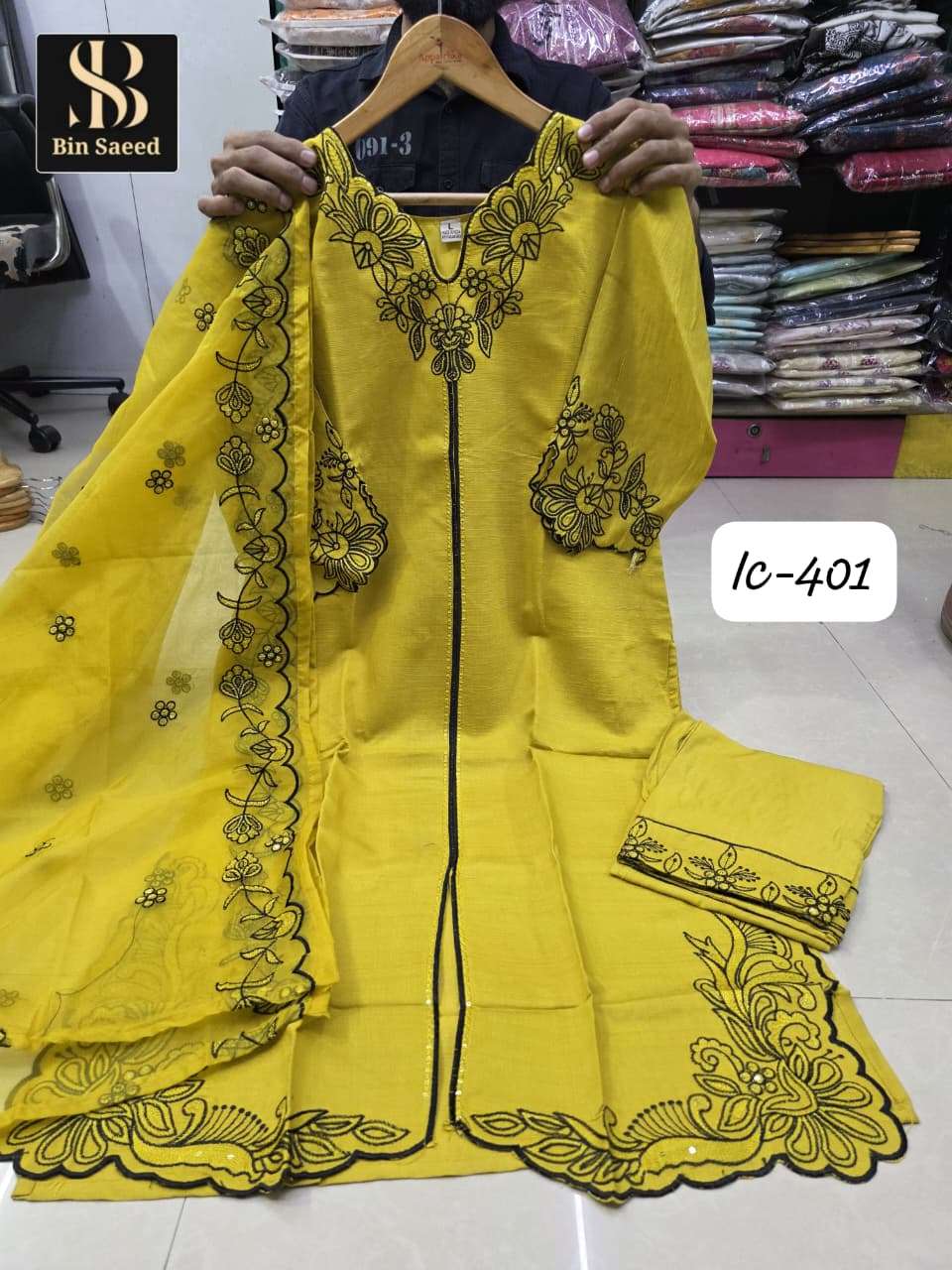 BIN SAEED LC-401 BY ASLIWHOLESALE DESIGNER PURE COTTON EMBROIDERY DRESSES-00272