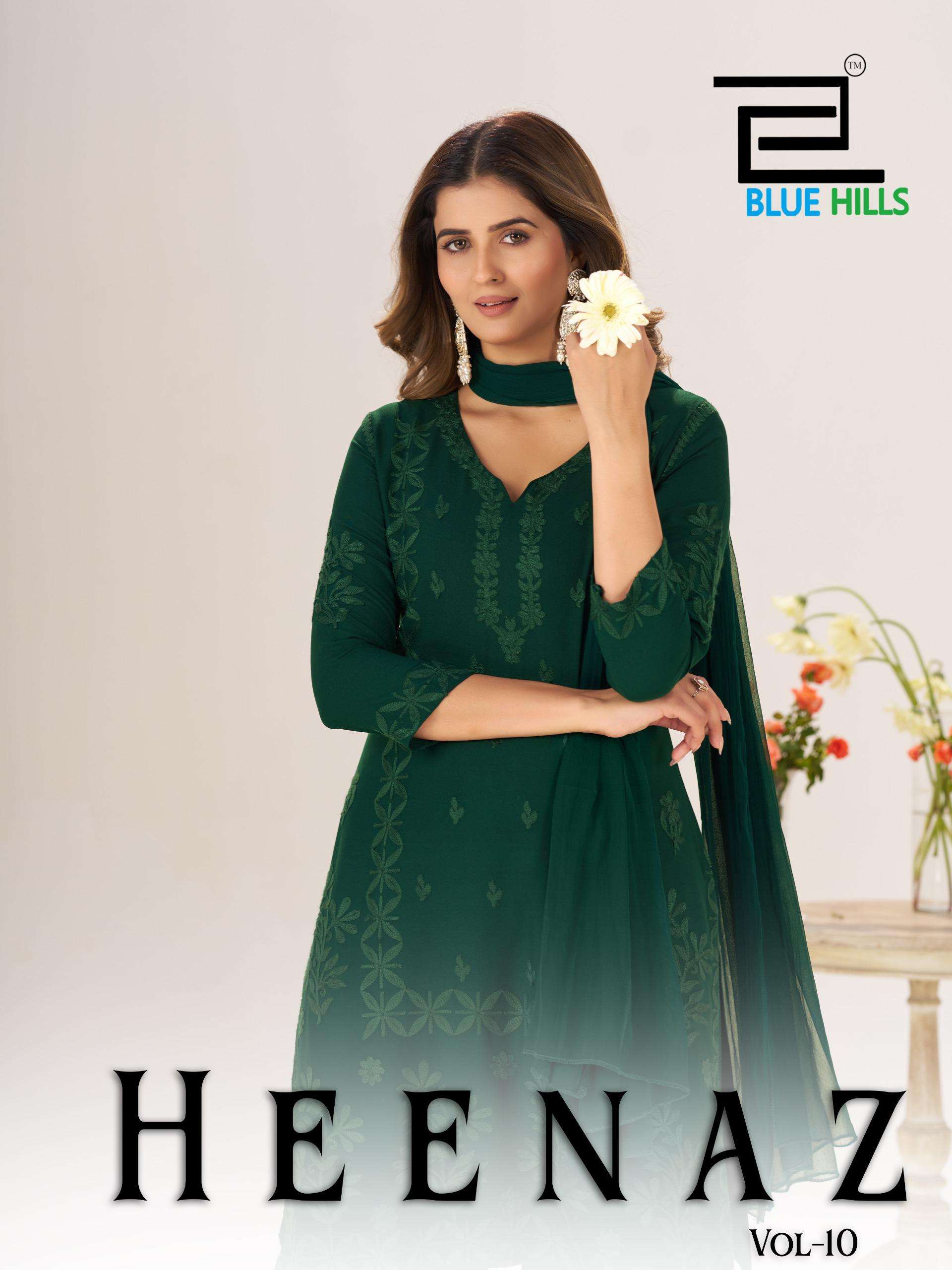 BLUE HILLS HEENAZ VOL-10 1001 TO 1004 SERIES PURE RAYON EMBROIDERY DRESSES-00099 