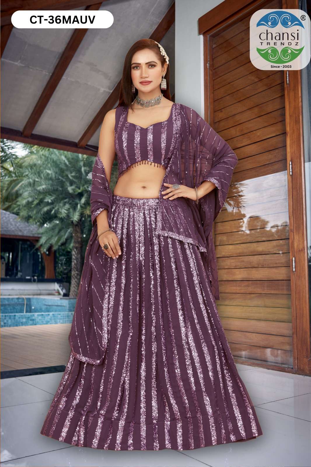CHANSI TRENDZ 36 SERIES PURE GEORGETTE EMBROIDERY LEHENGAS-00303