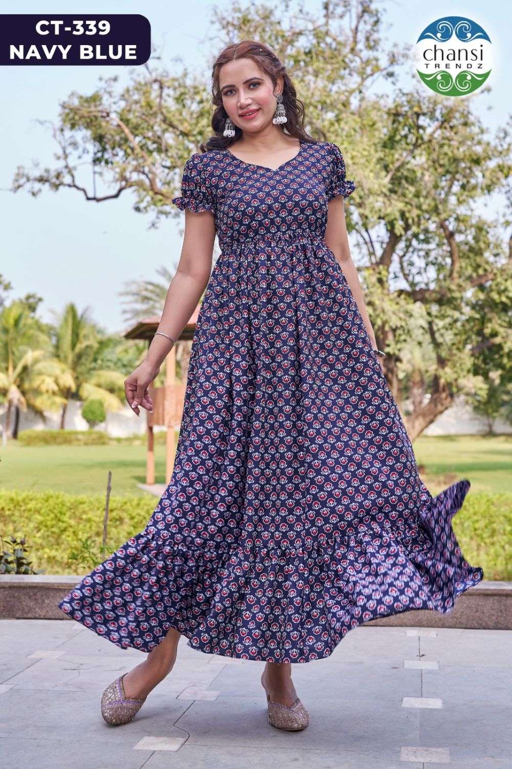 CHANSI TRENDZ CT-339 PURE POLY COTTON PRINTED GOWN-00303