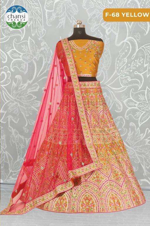 CHANSI TRENDZ F-68 PURE SILK EMBROIDERY LEHENGAS-00303