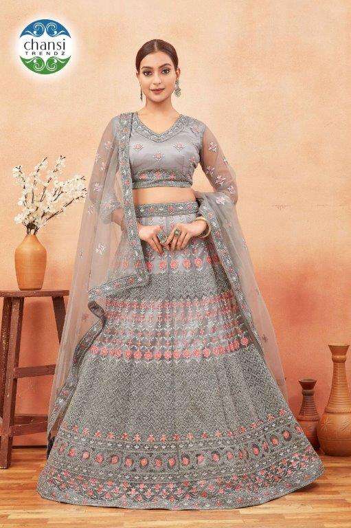 CHANSI TRENDZ F-92 PURE NET EMBROIDERY LEHENGAS-00303