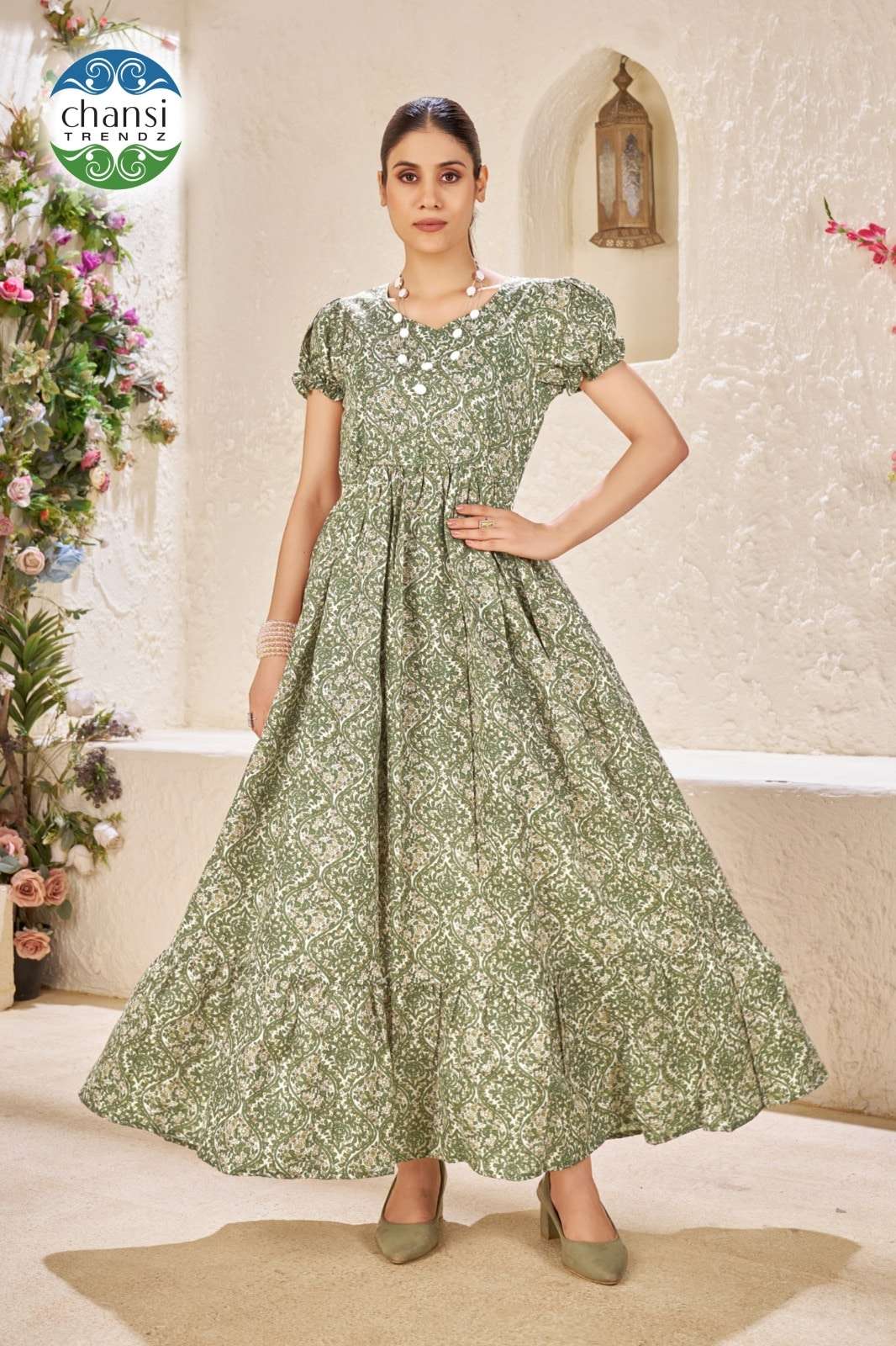 CHANSI TRENDZ NARAYANI PURE POLY COTTON  PRINTED GOWN-00303