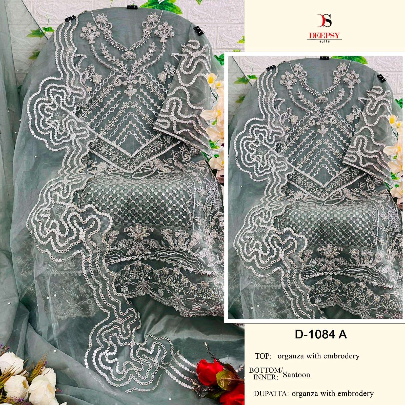 DEEPSY SUIT D-1084 COLOUR PURE ORGANZA PAKISTANI DRESSES-00201