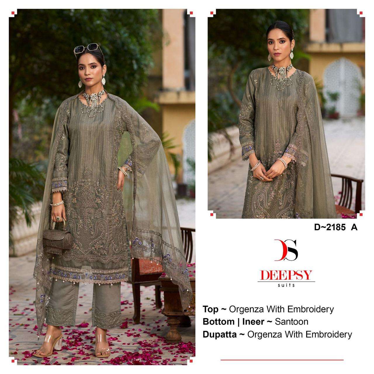 DEEPSY SUIT D-2185 PURE ORGANZA EMBROIDERY PAKISTANI DRESSES-00201