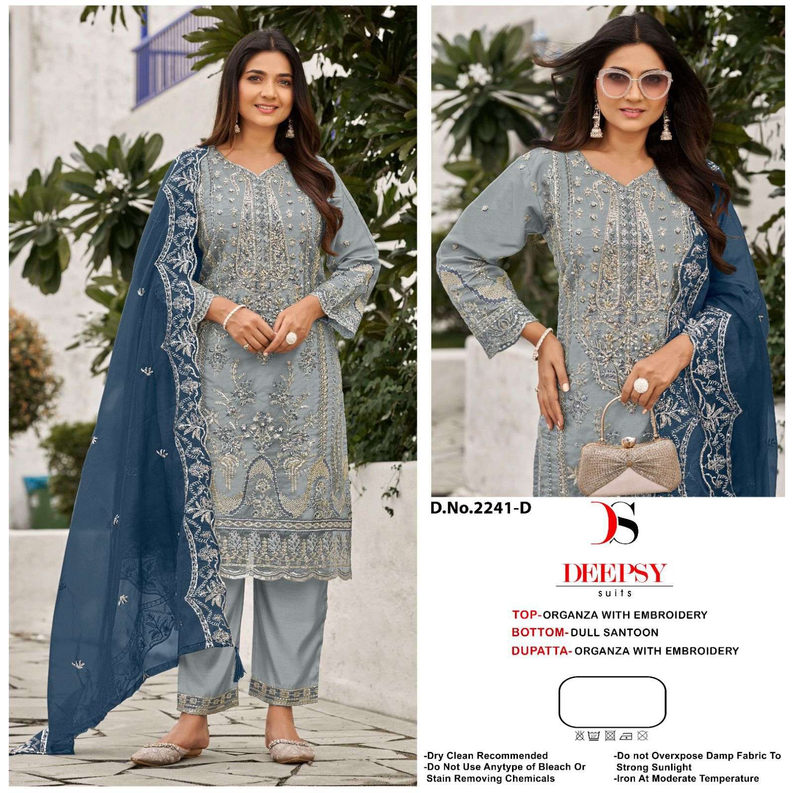 DEEPSY SUIT D-2241 PURE ORGANZA EMBROIDERY PAKISTANI DRESSES-00201
