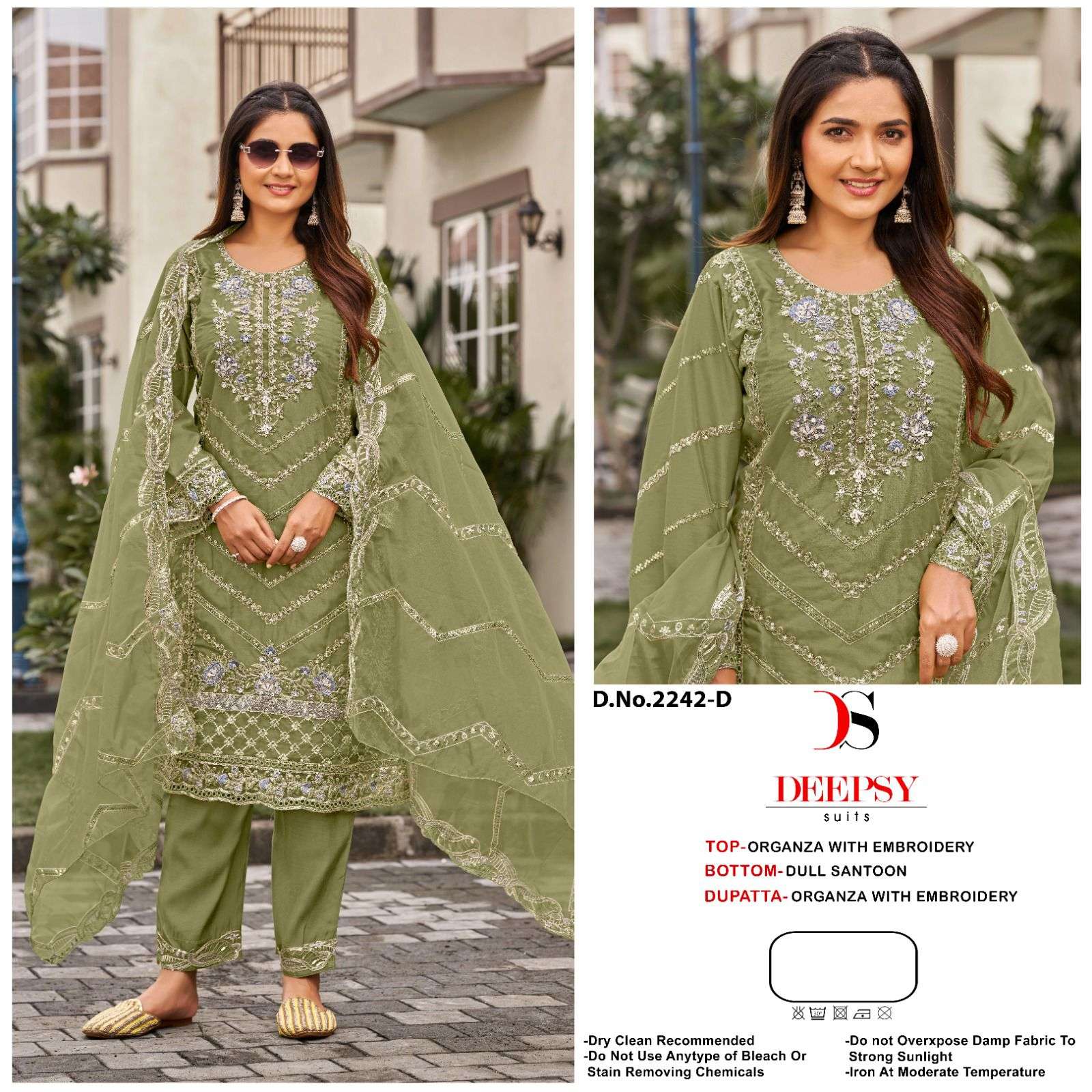 DEEPSY SUIT D-2242 PURE ORGANZA EMBROIDERY PAKISTANI DRESSES-00201