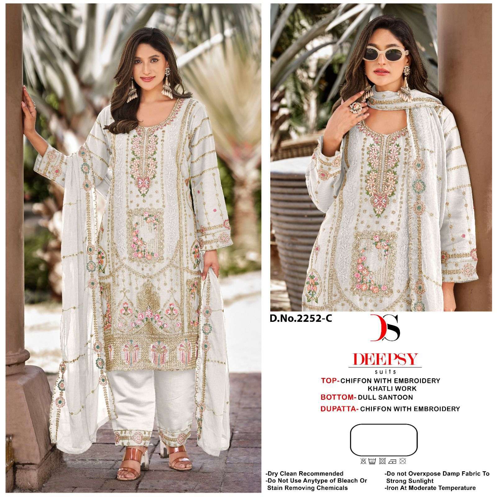 DEEPSY SUIT D-2252 PURE CHIFFON EMBROIDERY PAKISTANI DRESSES-00201
