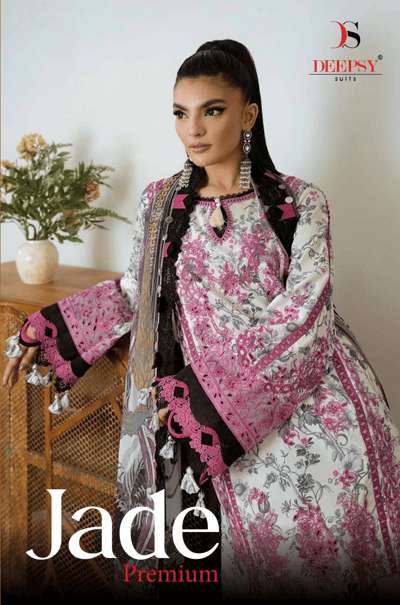 DEEPSY SUIT JADE PREMIUM PURE COTTON EMBROIDERY PAKISTANI DRESSES-00011