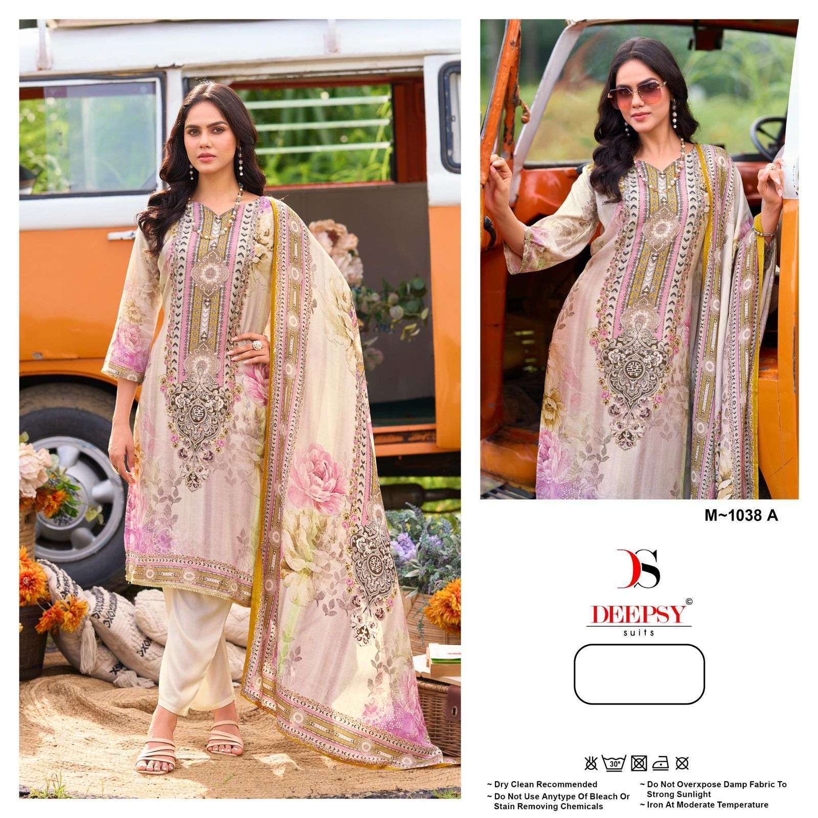 DEEPSY SUIT M-1038 SERIES PURE VISCOSE MUSLIN PRINTED PAKISTANI DRESSES-00201
