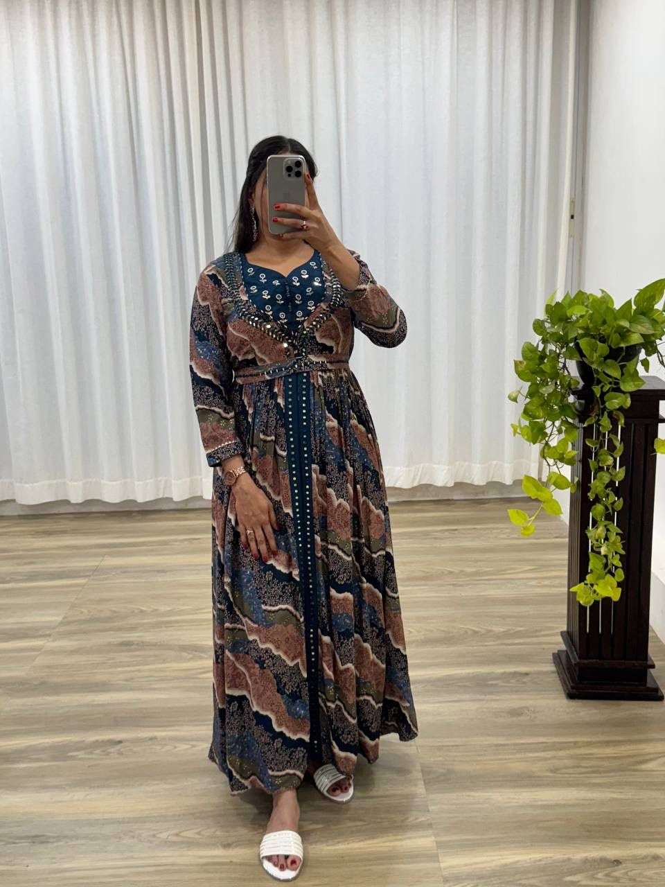 DN-434 BY ASLIWHOLESALE DESIGNER PURE RAYON PRINTED GOWN-00232