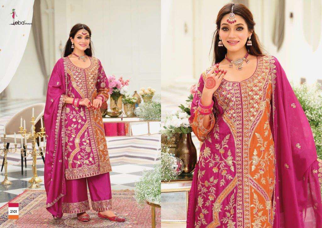 EBA LIFESTYLE VIHARA 2101 SERIES PURE CHINON EMBROIDERY DRESSES-00289