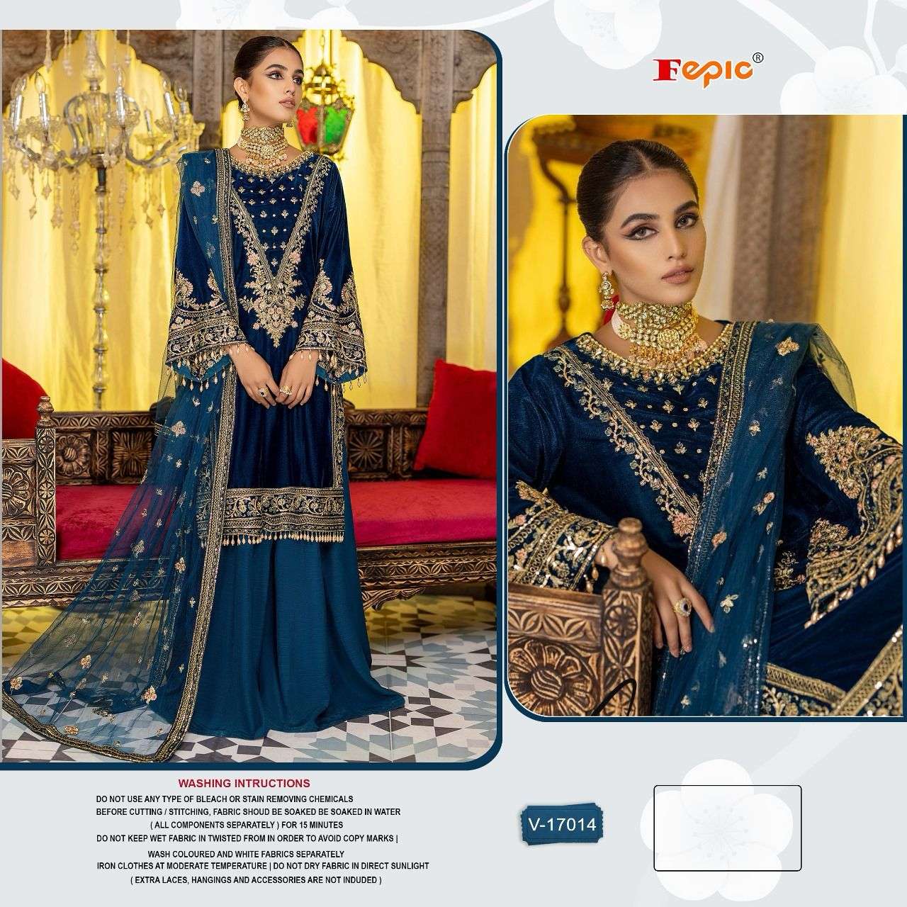 FEPIC ROSEMEEN V-17014 PURE VELVET EMBROIDERY PAKISTANI DRESSES-00201