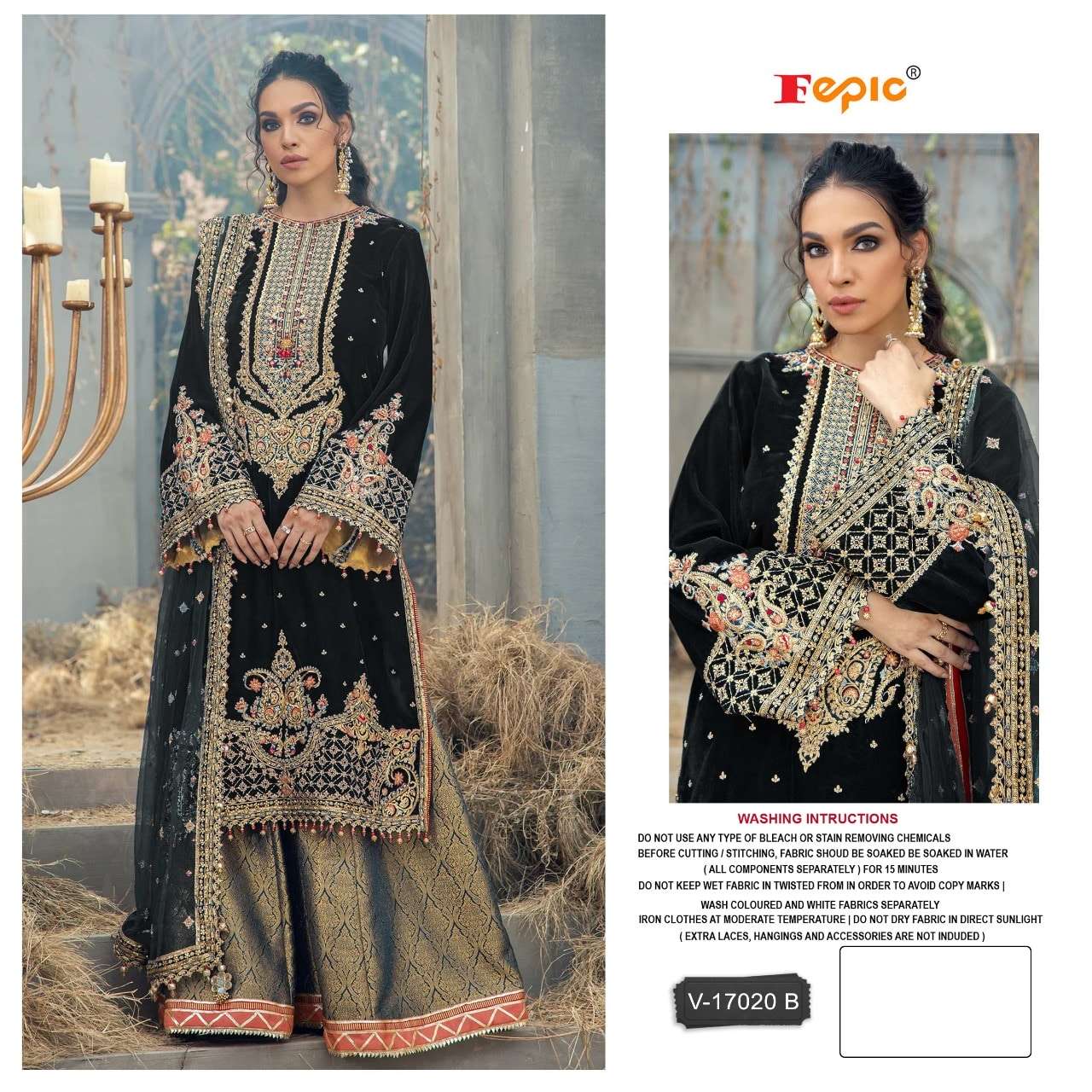 FEPIC ROSEMEEN V-17020 PURE VELVET EMBROIDERY PAKISTANI DRESSES-00201