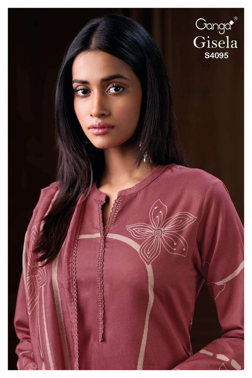 GANGA FASHION GISELA S-4095 A TO D SERIES  PURE CORDUROY  PRINTED DRESSES-00252