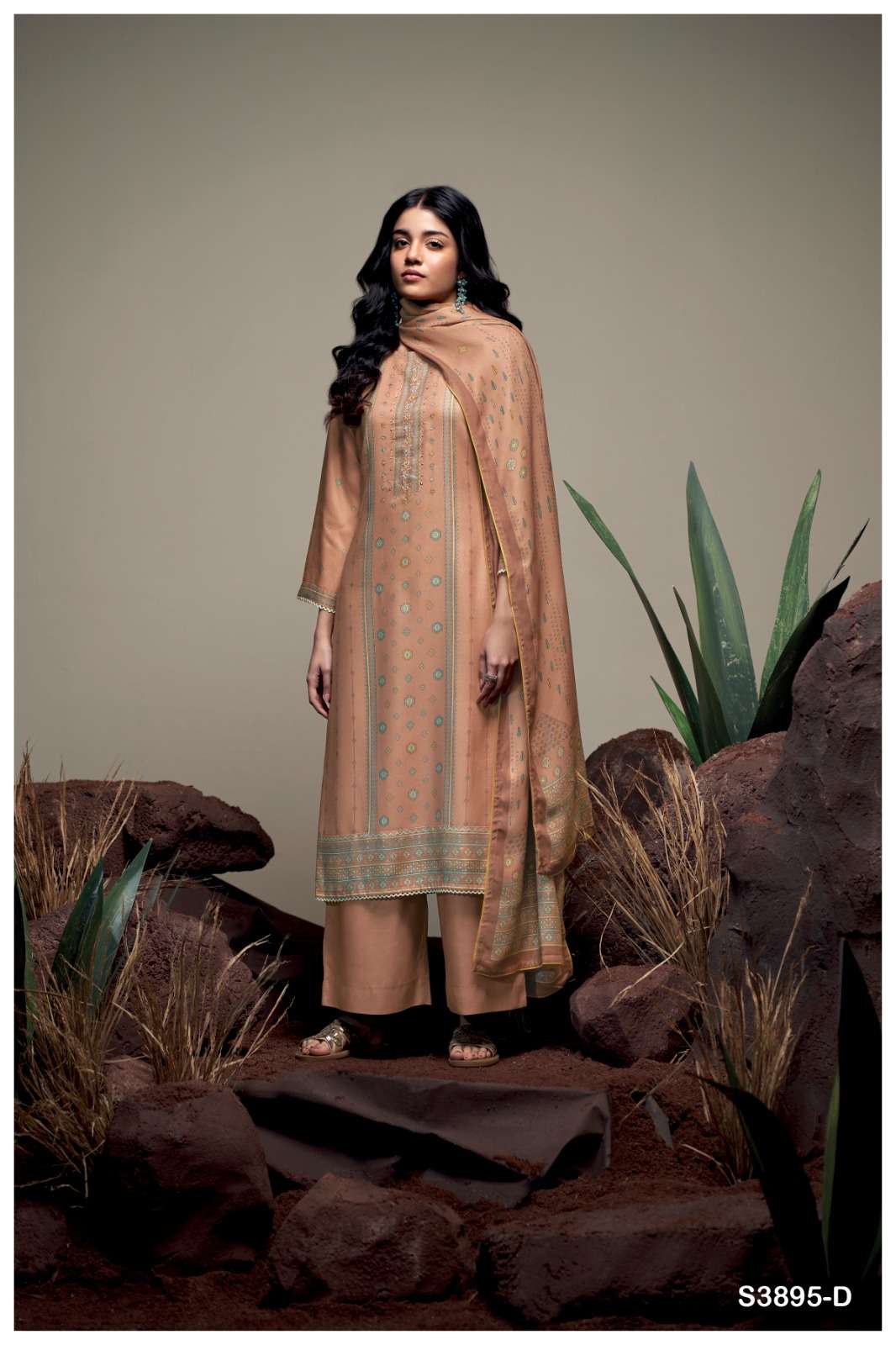 GANGA FASHION ISABEAU S-3895 A TO D SERIES  PURE PASHMINA PRINTED DRESSES-00252