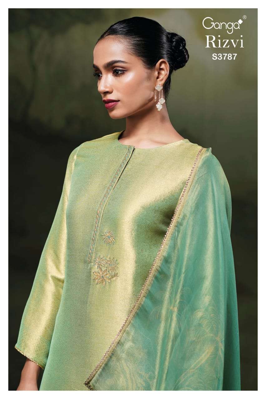 GANGA FASHION RIZVI S-3787  SERIES PURE SILK PRINTED DRESSES-00252
