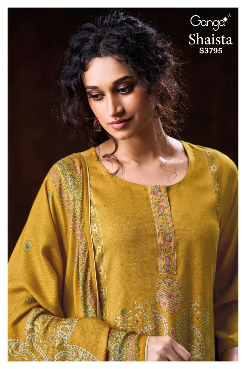 GANGA FASHION SHAISTA S-3795 PURE PASHMINA PRINTED DRESSES-00252