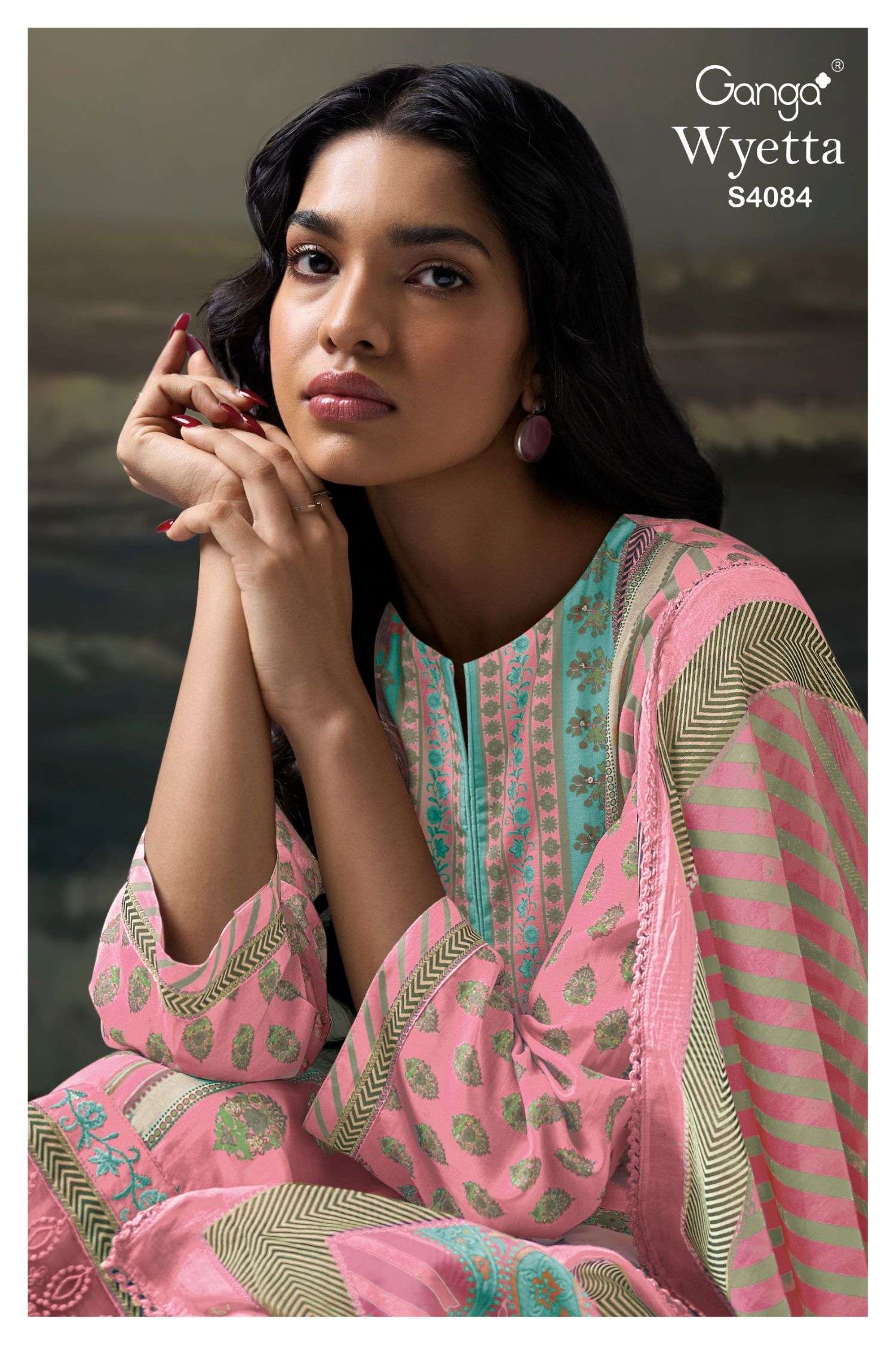 GANGA FASHION WYETTA S-4084 A TO D SERIES PURE PASHMINA PRINTED DRESSES-00252