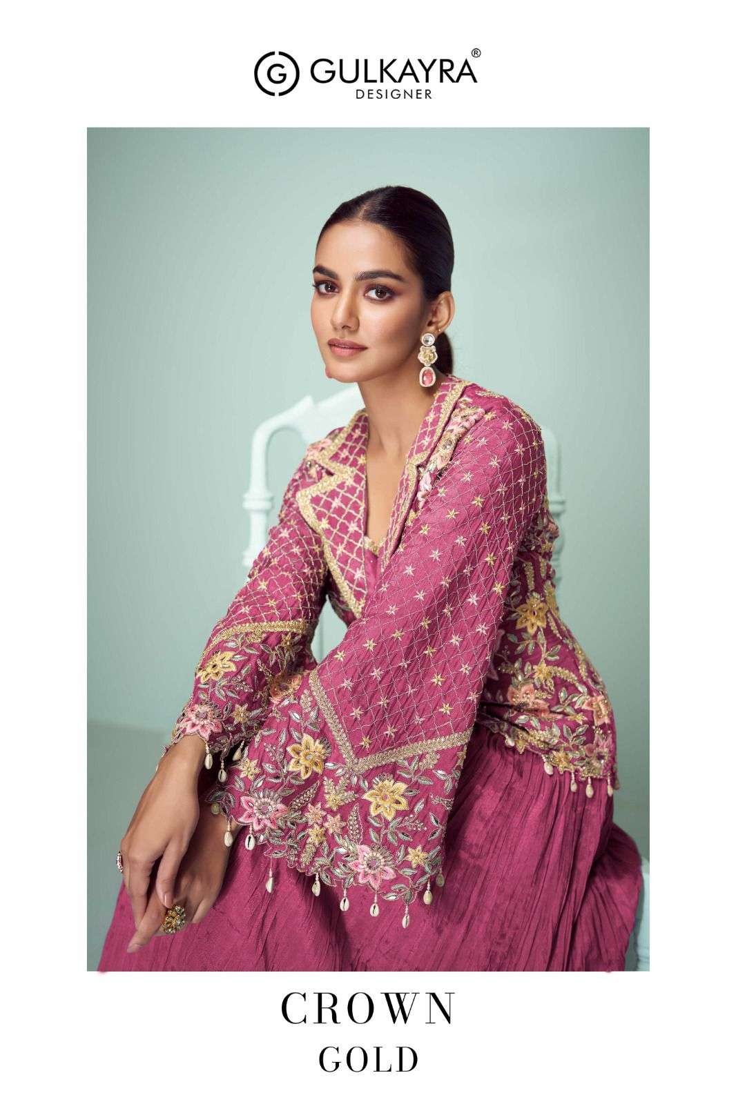 GULKAYRA CROWN GOLD 7508-A TO 7508-D SERIES PURE CHINON DRESSES-00150