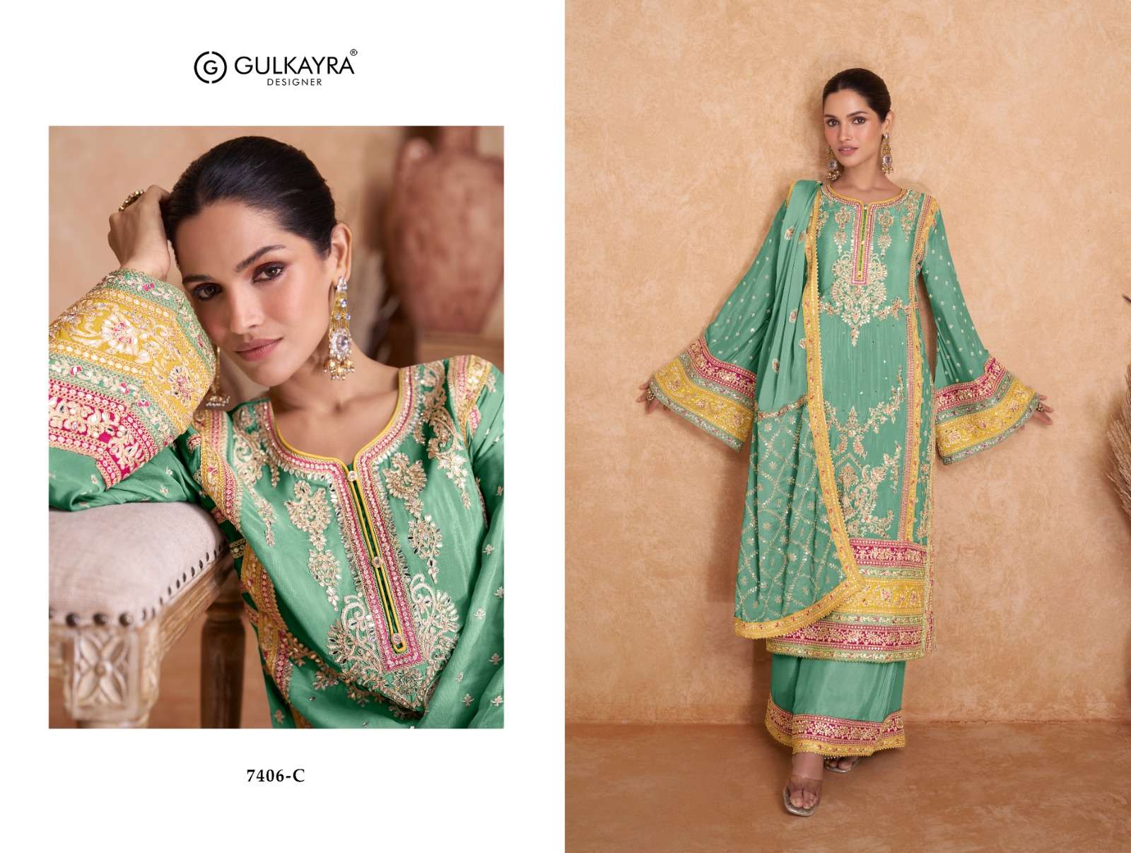GULKAYRA VEDIKA 7406-A TO 7406-C SERIES PURE CHINON DRESSES-00150