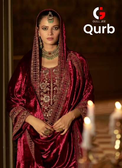 GULL JEE QURB 1001 TO 1006 SERIES PURE VELVET EMBROIDERY PAKISTANI DRESSES-00011