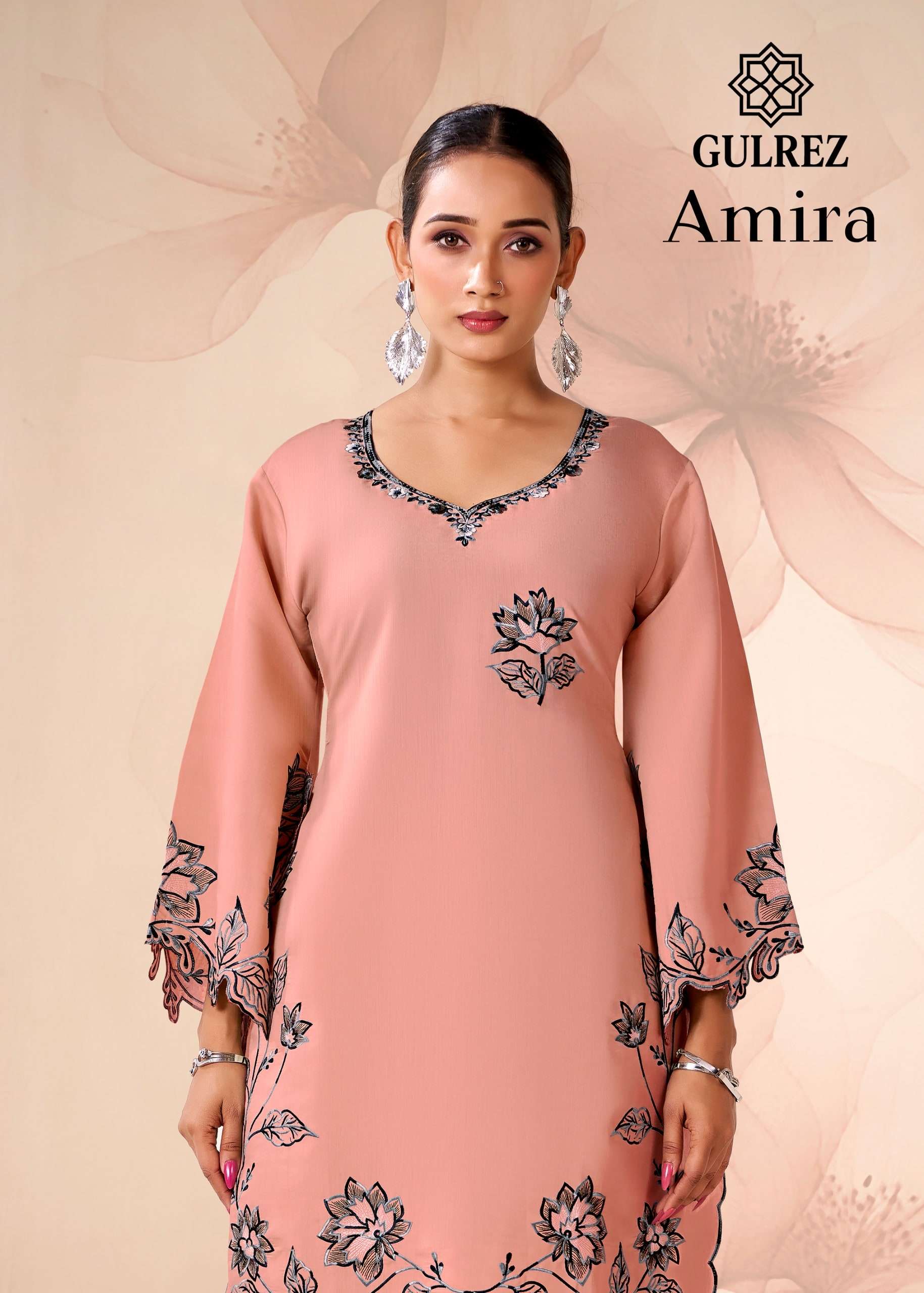 GULREZ AMIRA PURE ROMAN SILK EMBROIDERY PRINTED CO-ORD SET-00011