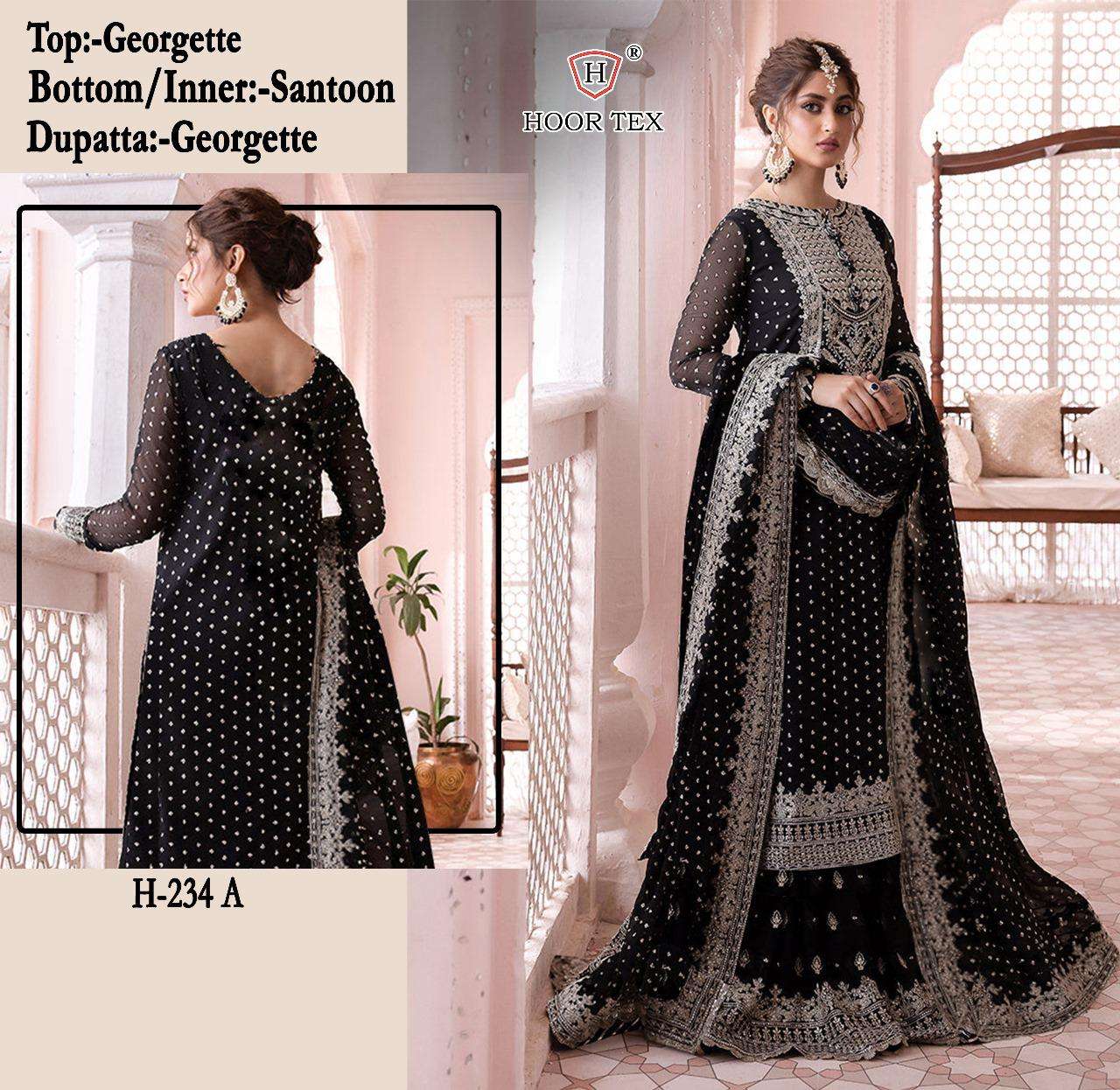 HOOR TEX H-234 PURE FAUX GEORGETTE EMBROIDERY PAKISTANI DRESS-00020