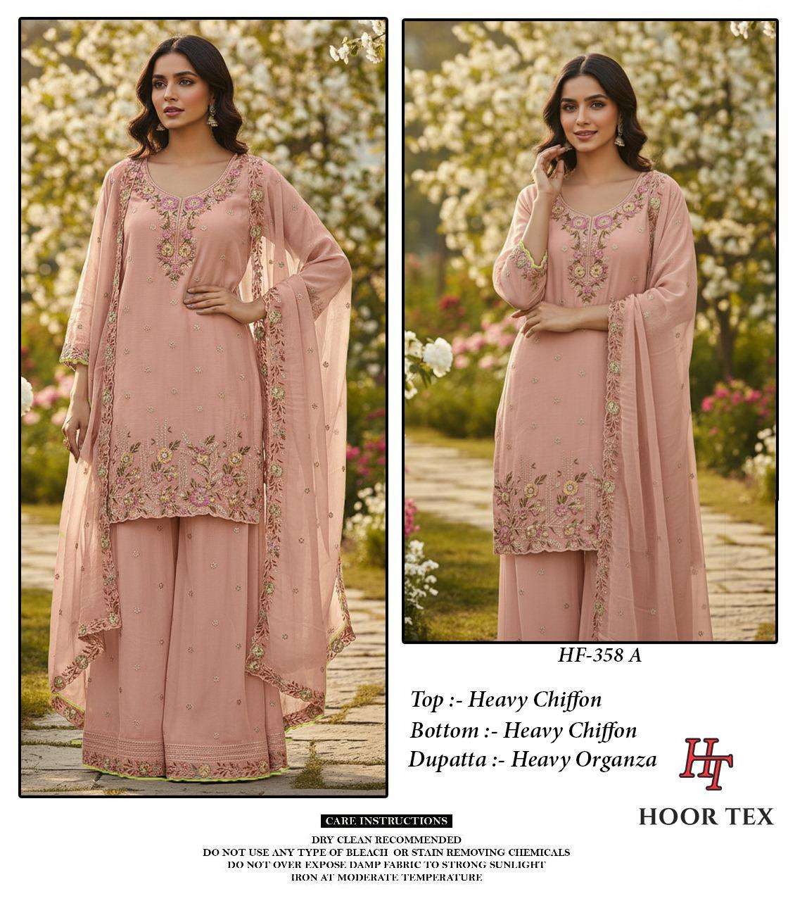 HOOR TEX HF-358 A TO D SERIES PURE CHINFFON PAKISTANI DRESSES-00020