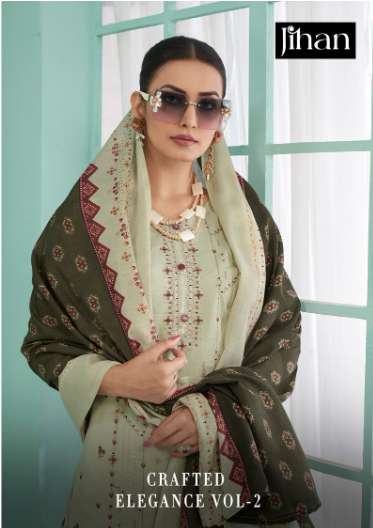 JIHAN CRAFTED ELEGANCE VOL-02 3496 TO 3499 SERIES PURE LAWN EMBROIDERY PAKISTANI DRESSES-00011