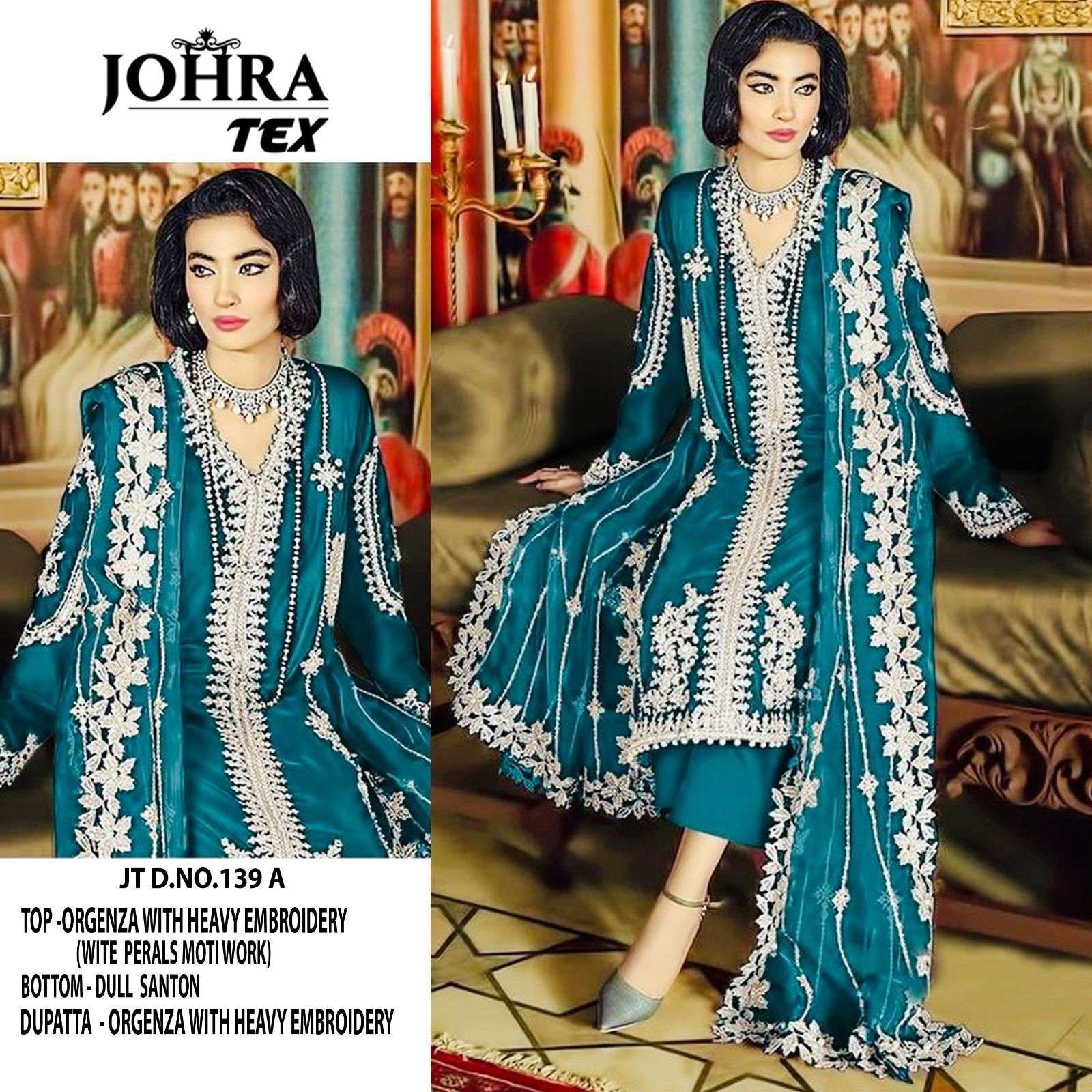 JOHRA TEX JT-139 HEVAY EMBROIDERY ORGANZA PAKISTANI DRESSES-00201