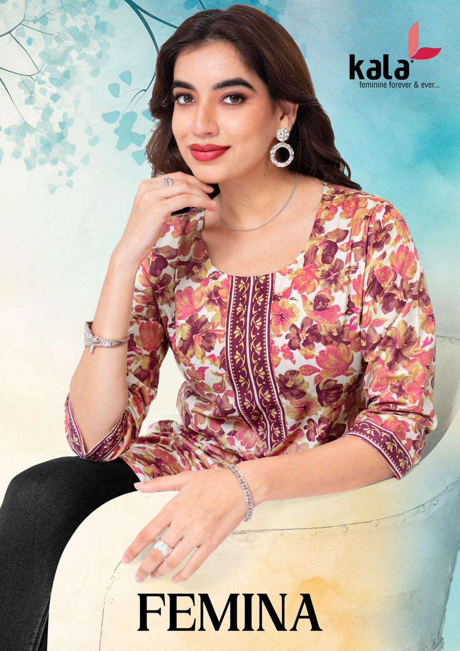 KALA FEMINA VOL-1 8501 TO 8510 SERIES PURE COTTON PRINTED TUNICS-00015