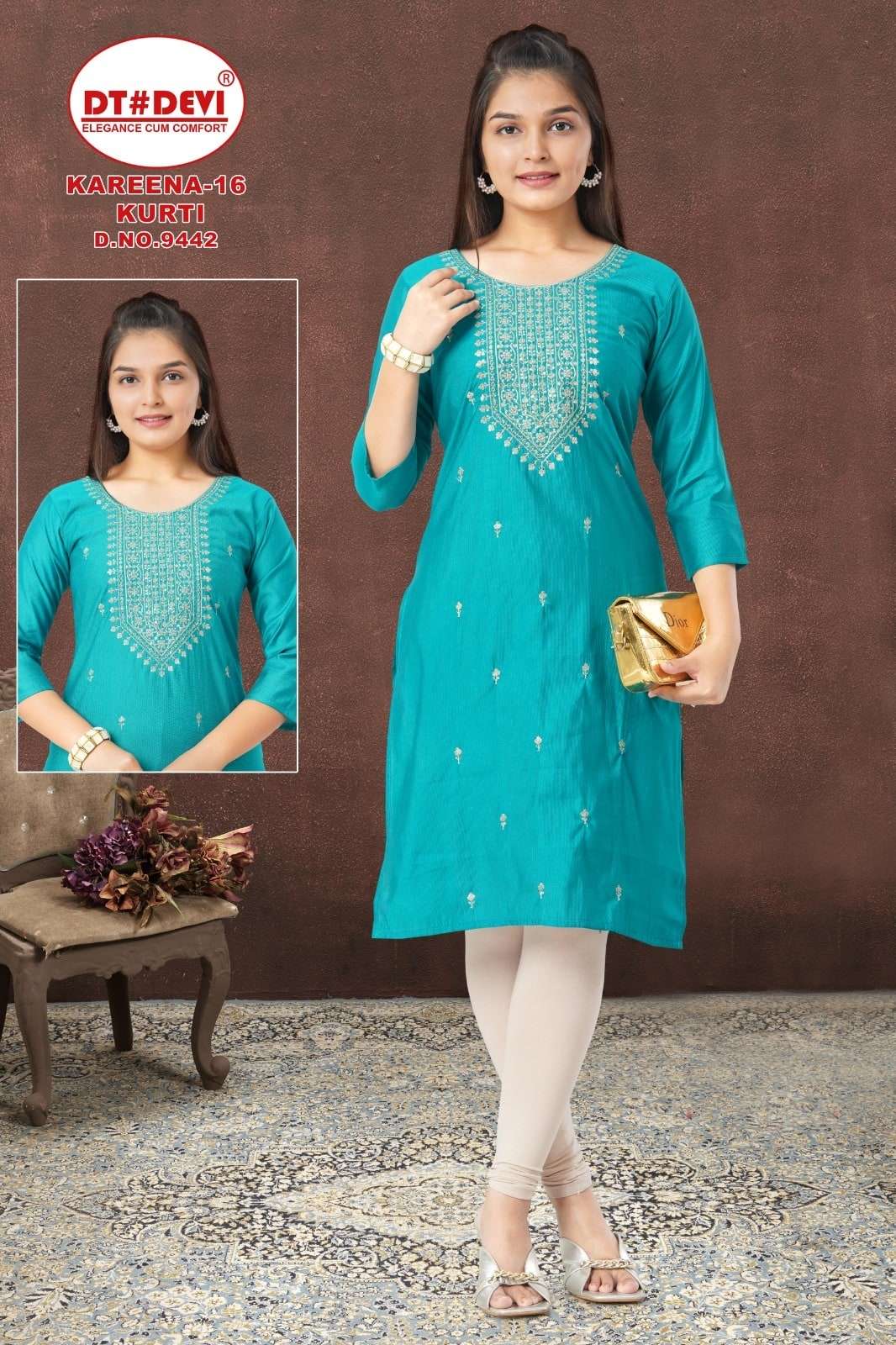 KAREENA VOL-16 9442 BY ASLIWHOLESALE DESIGNER PURE GADHWAL SILK EMBROIDERY KIDS DRESSES-00309