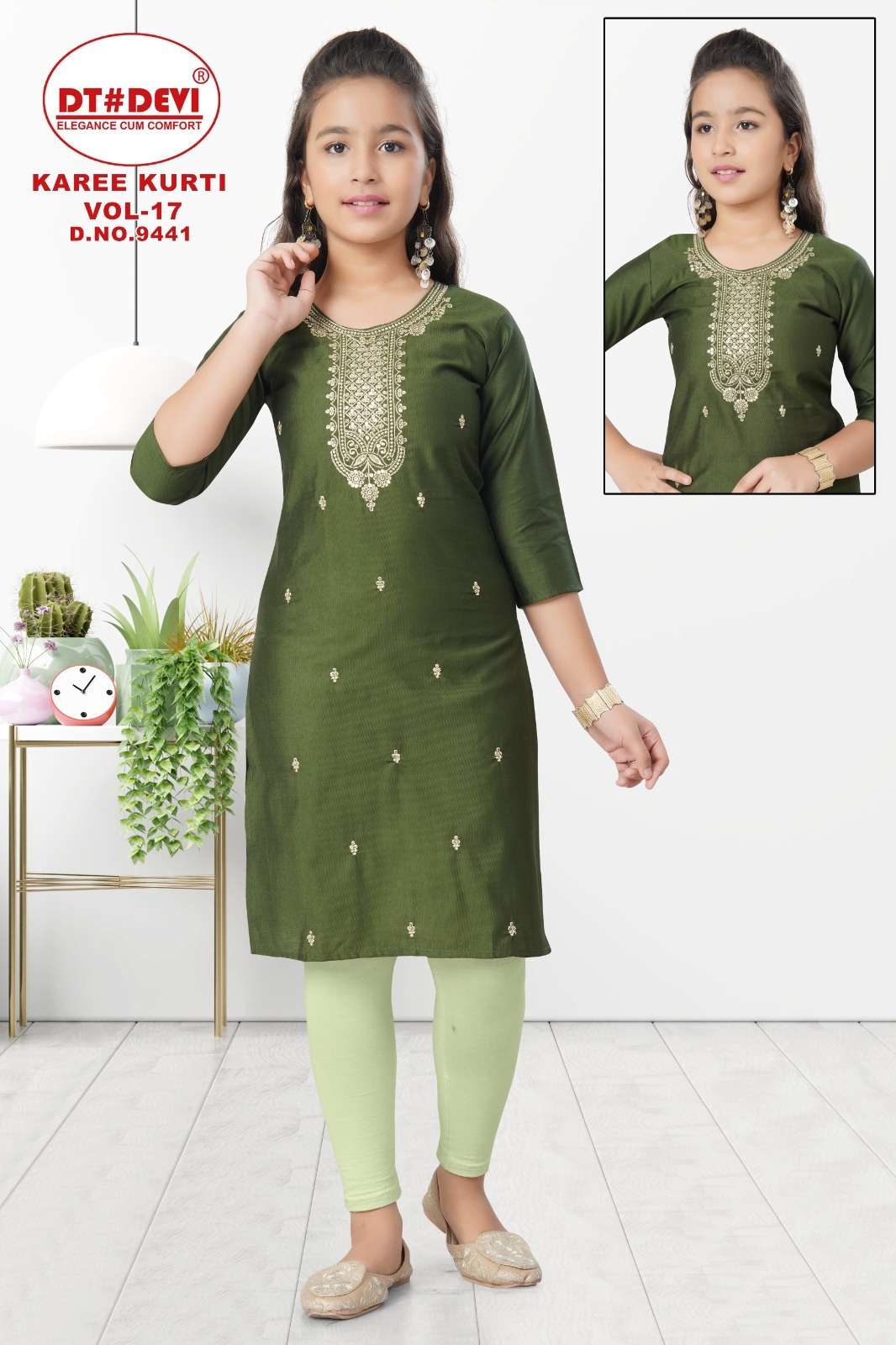 KAREENA VOL-17 9441 BY ASLIWHOLESALE DESIGNER PURE GADHWAL SILK EMBROIDERY KIDS DRESSES-00309