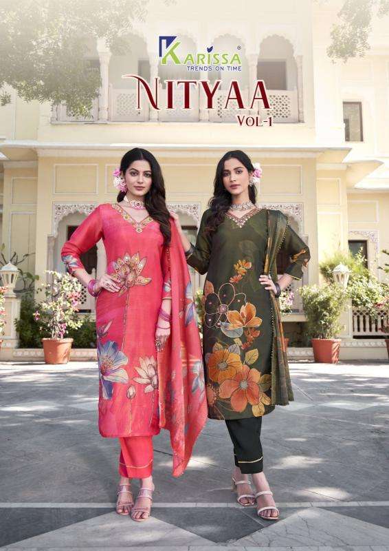 KARISSA NITYAA VOL-1 1001 TO 1004 SERIES PURE VISCOSE EMBROIDERY DRESSES-00014