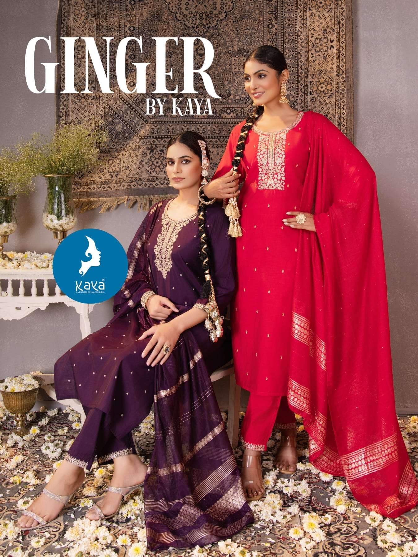KAYA GINGER 01 TO 06 SERIES PURE ROMAN EMBROIDERY DRESSES-00014