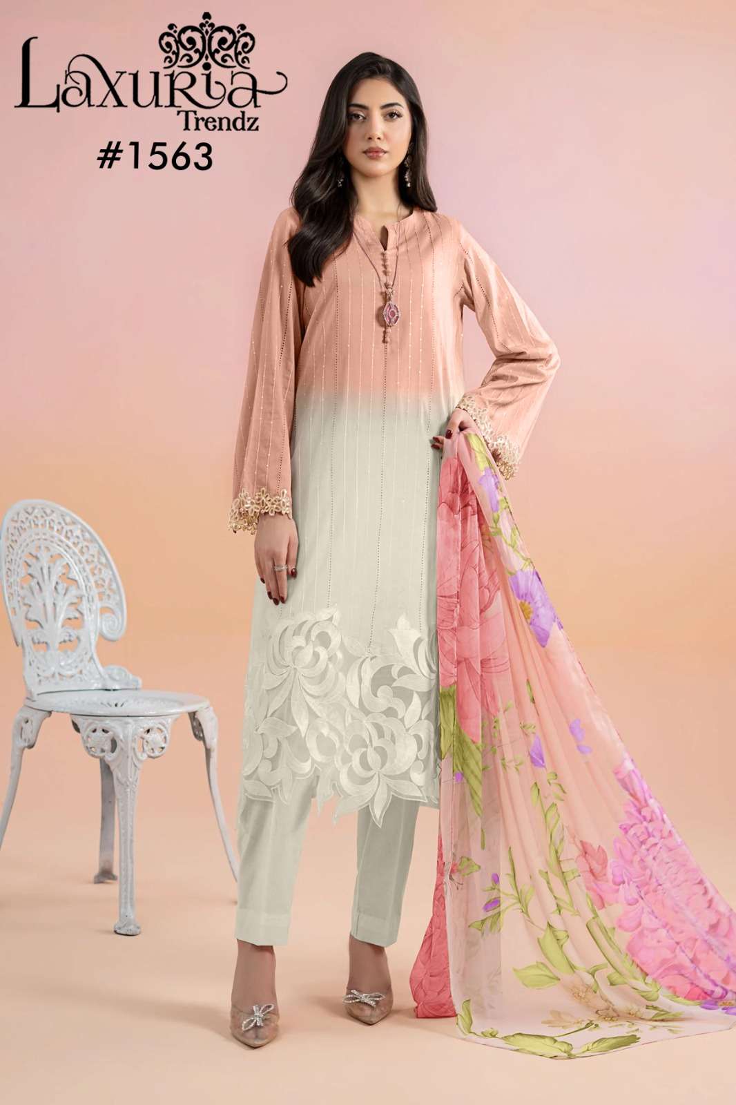 LAXURIA 1563 PURE MUSLIN EMBROIDERY PAKISTANI DRESS-00005